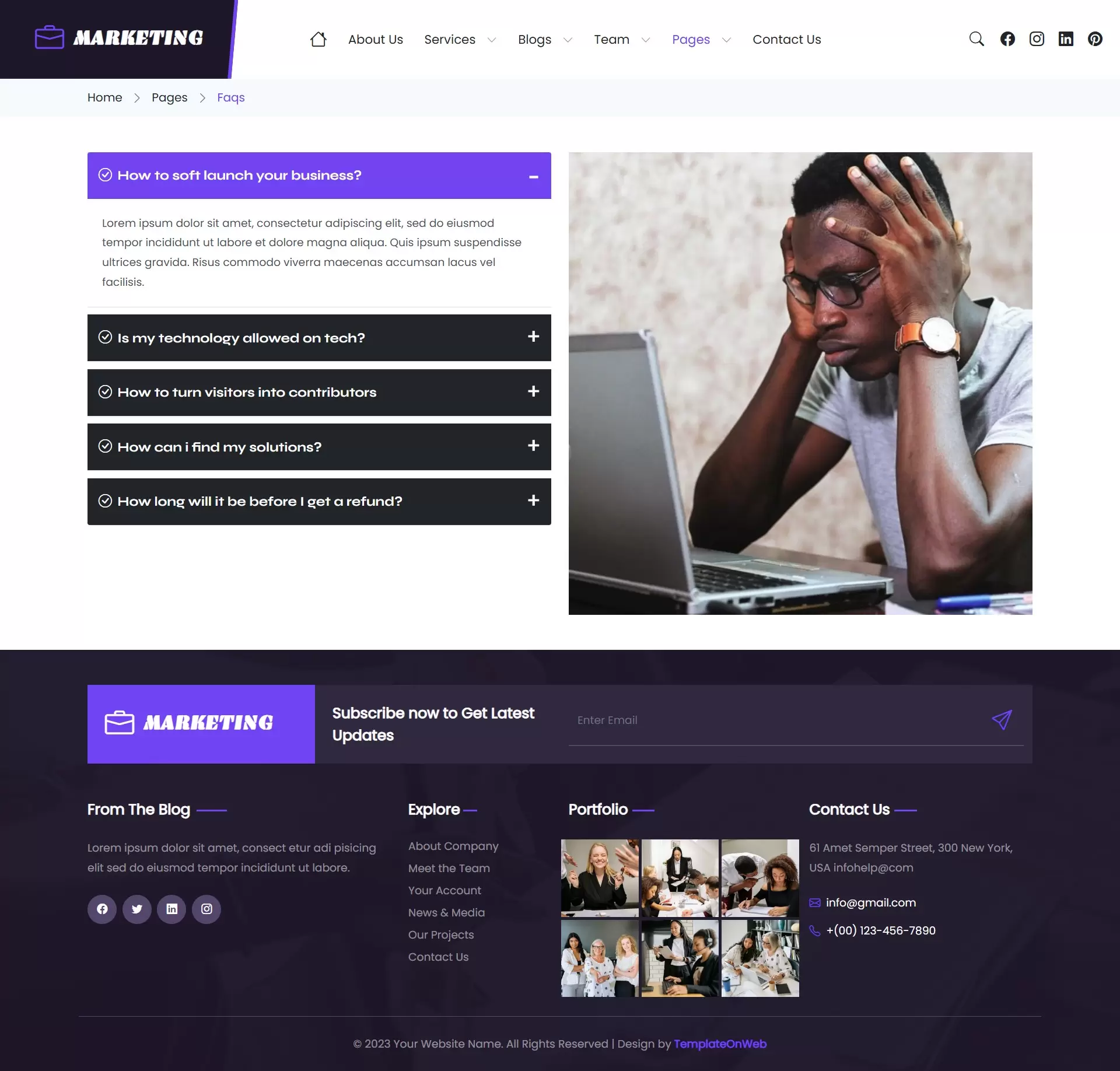 FAQ Page – Answer common questions about services and processes