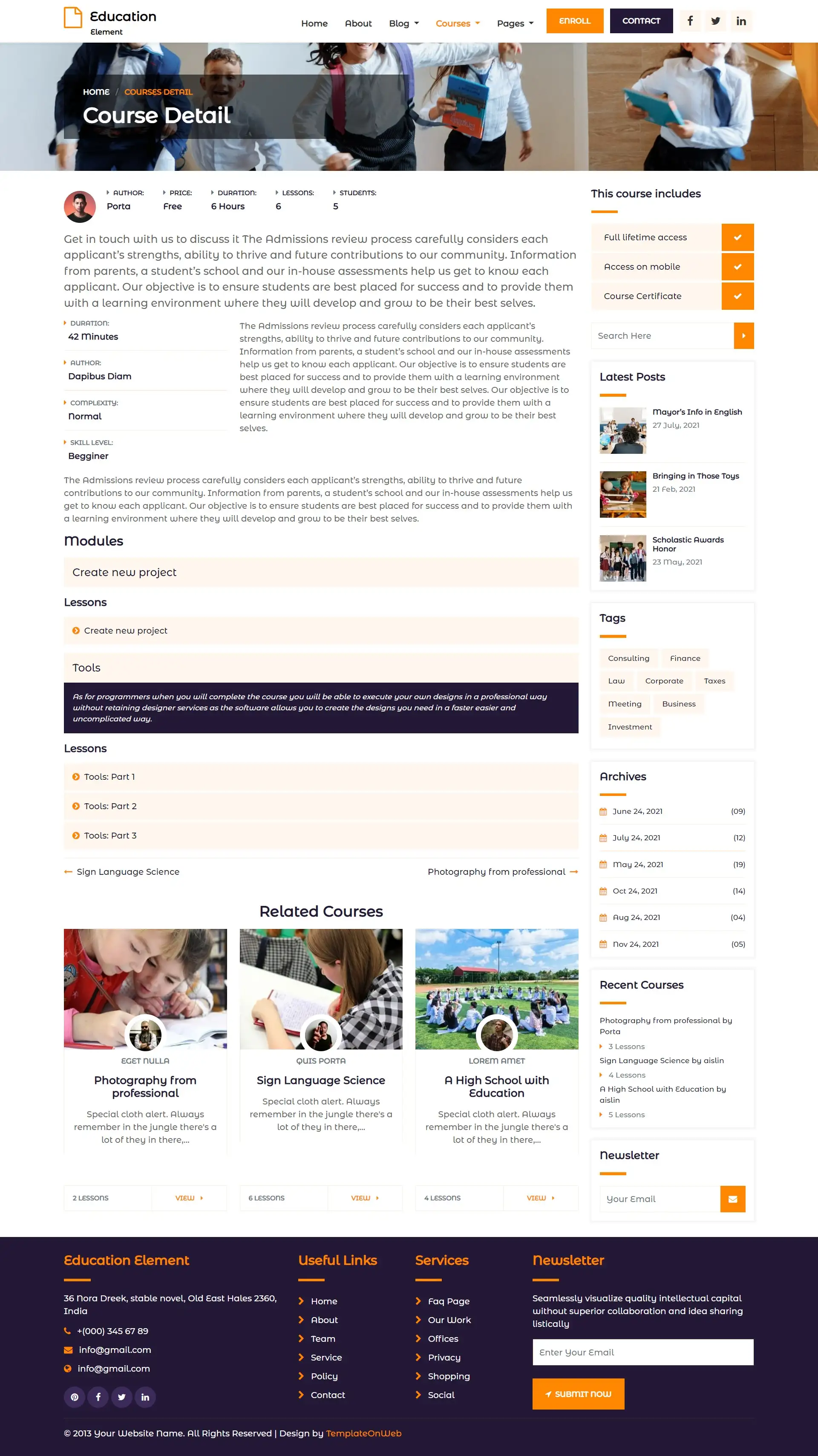 Education course details