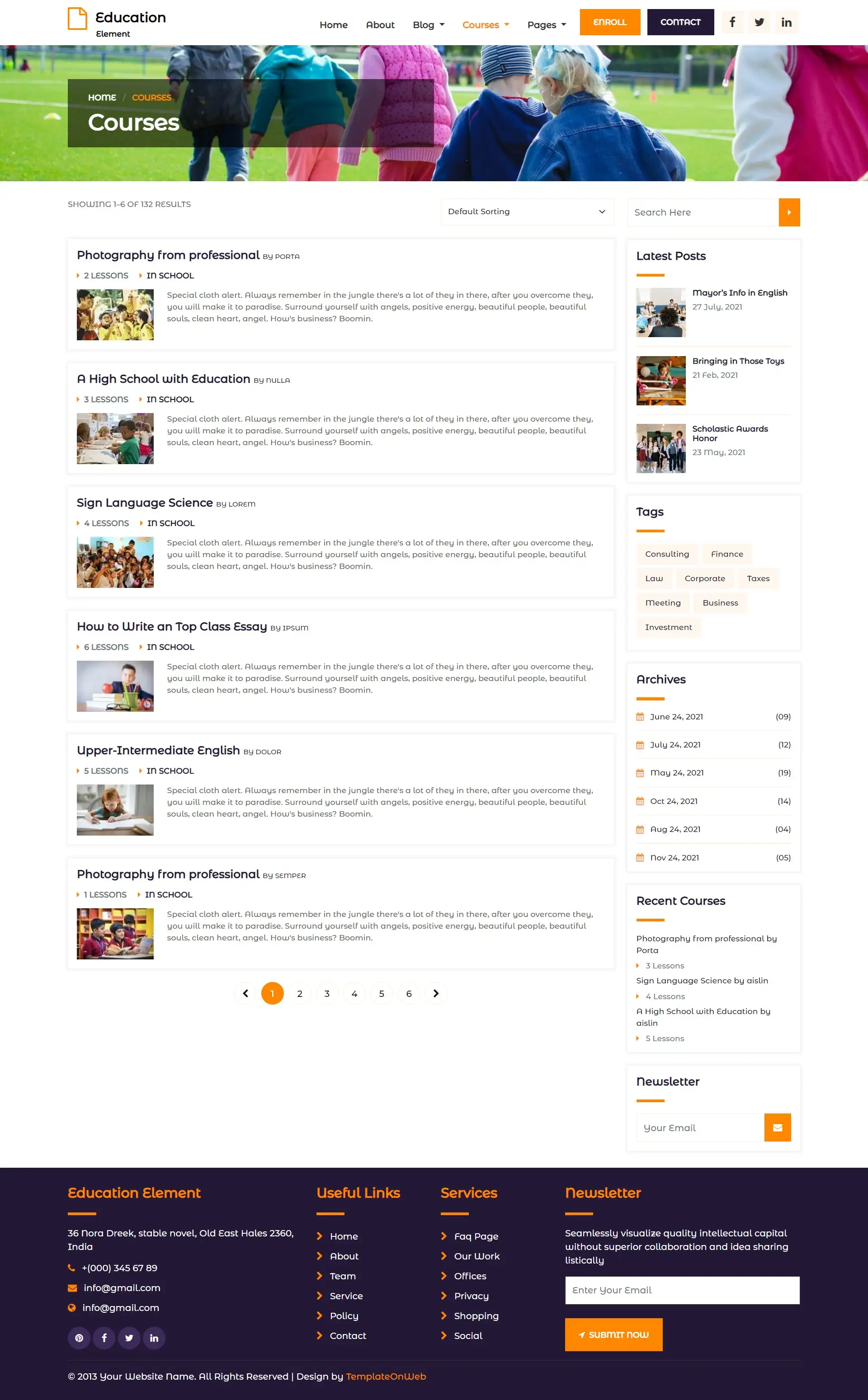 High school education courses html web design