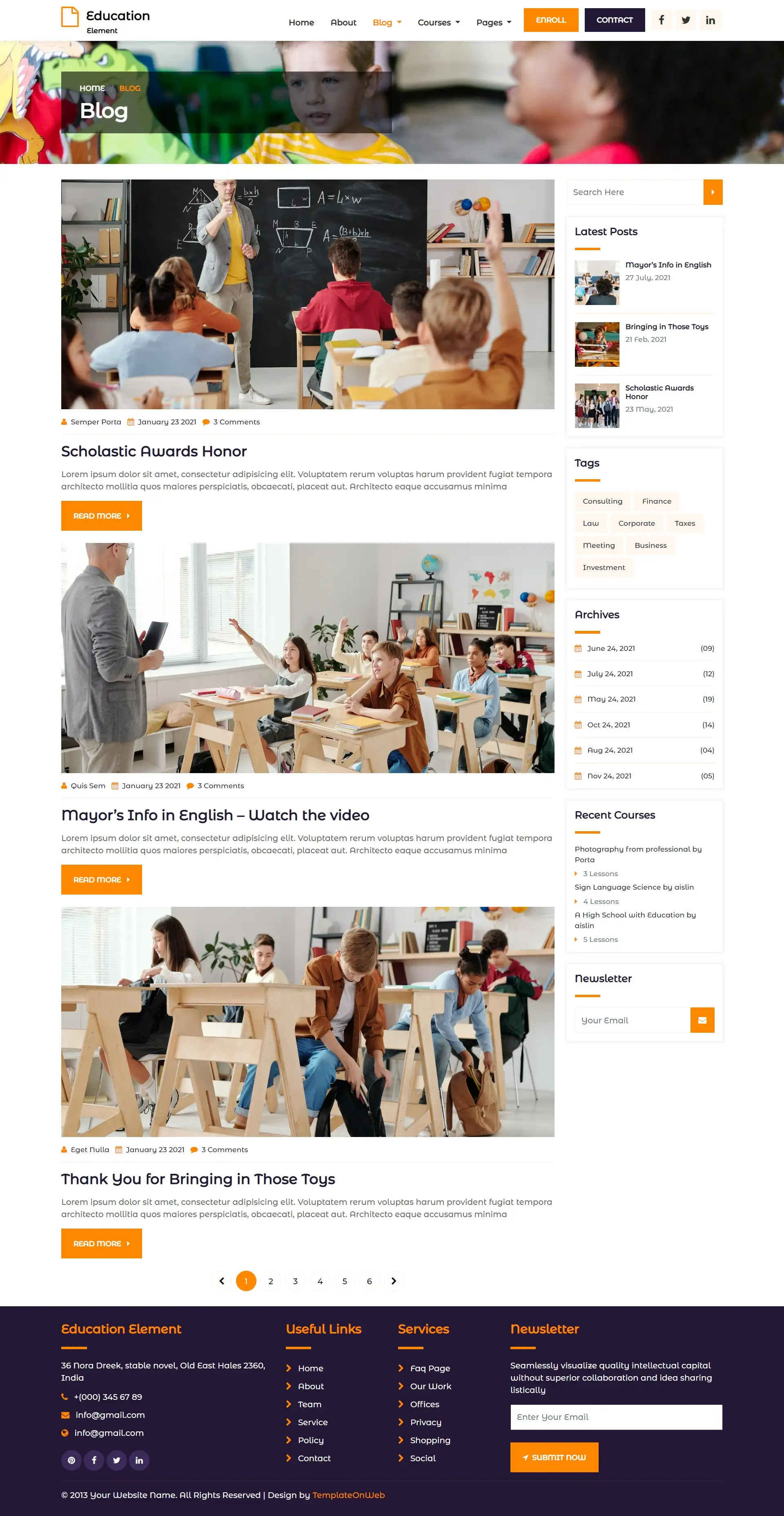 Responsive high school education blog listing