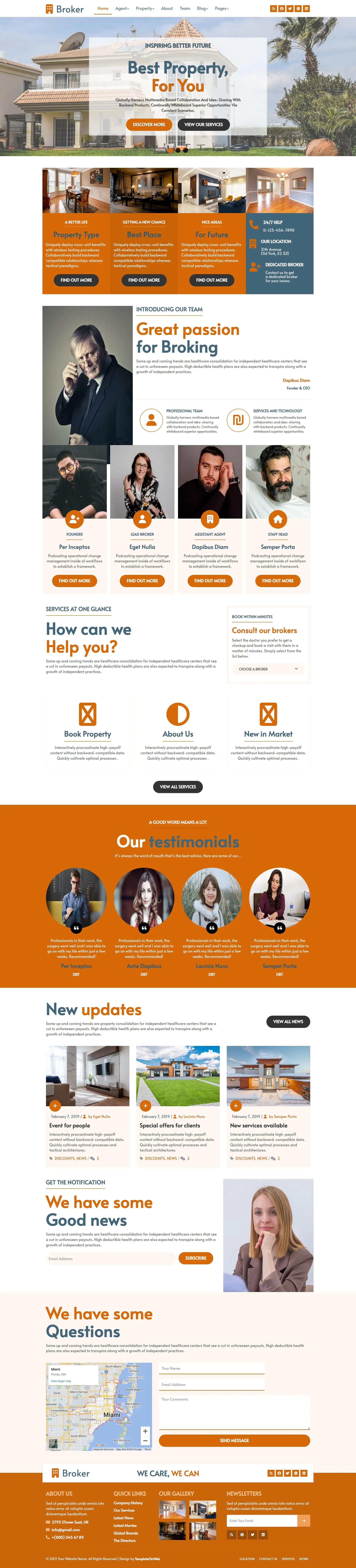 Real estate broker website template home page