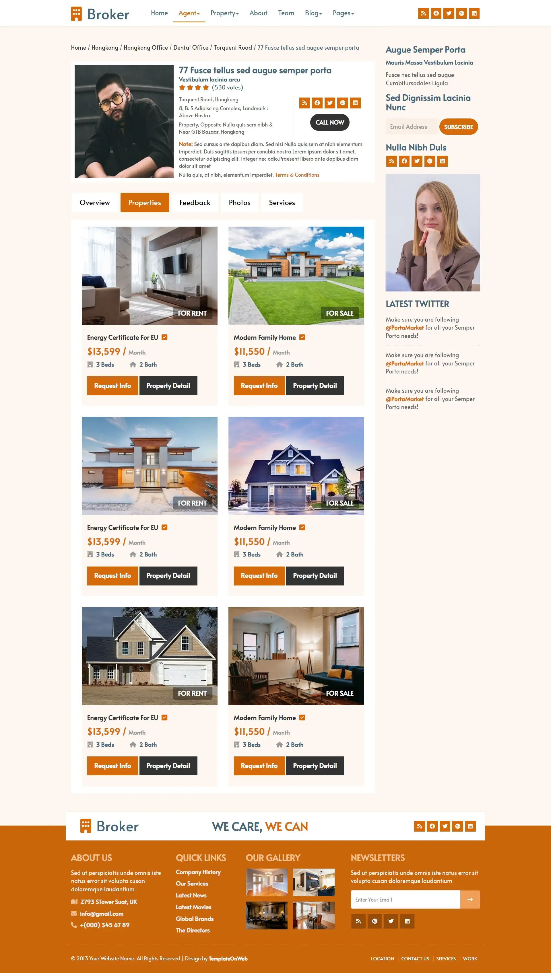 Estate brokerage firm agent details web html