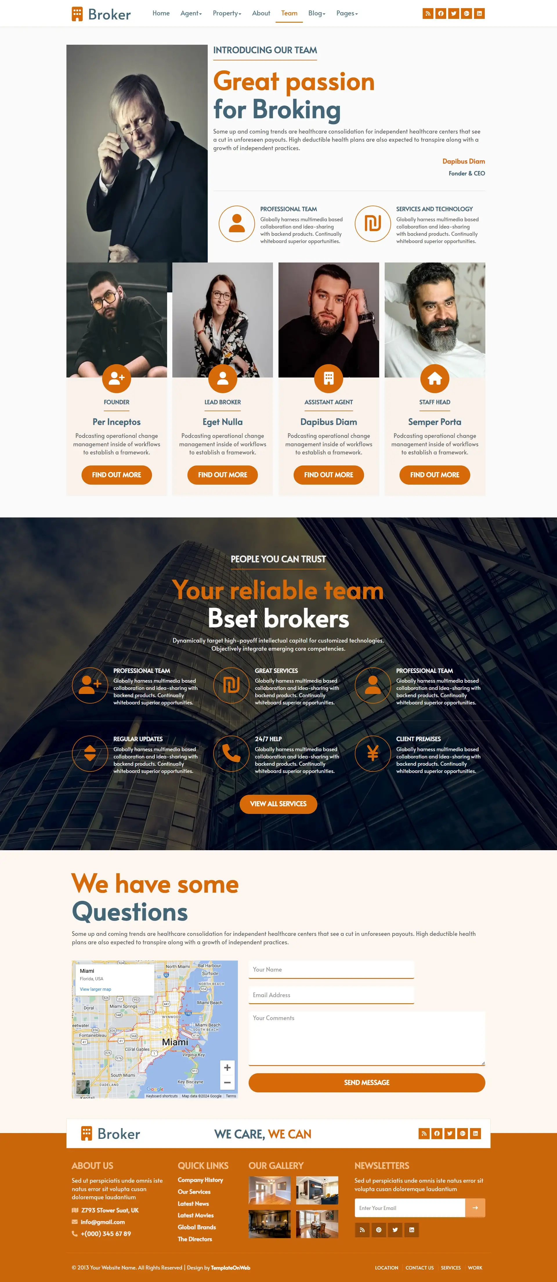 Property dealer team members web page