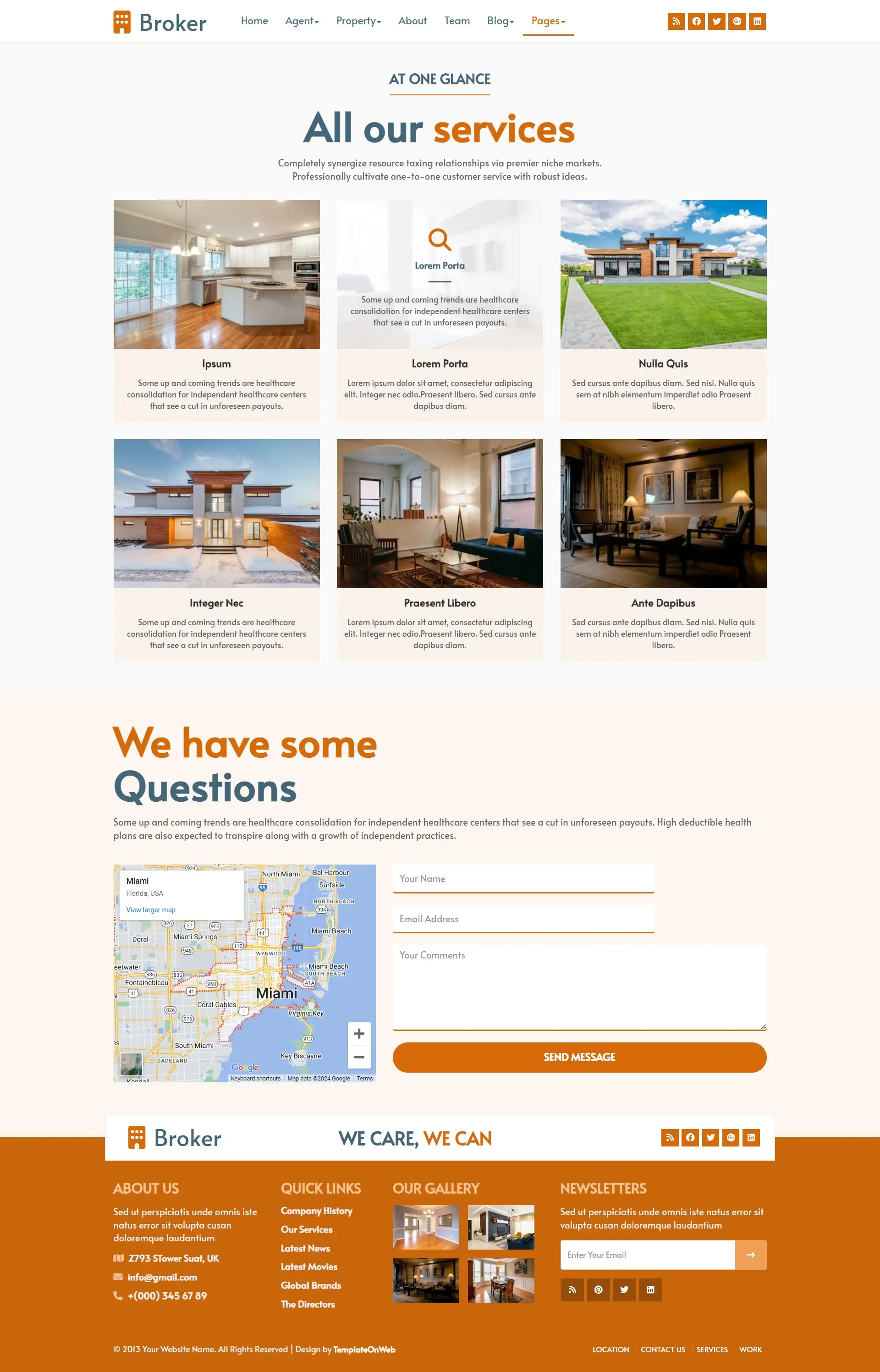 Real estate agent services page in bootstrap