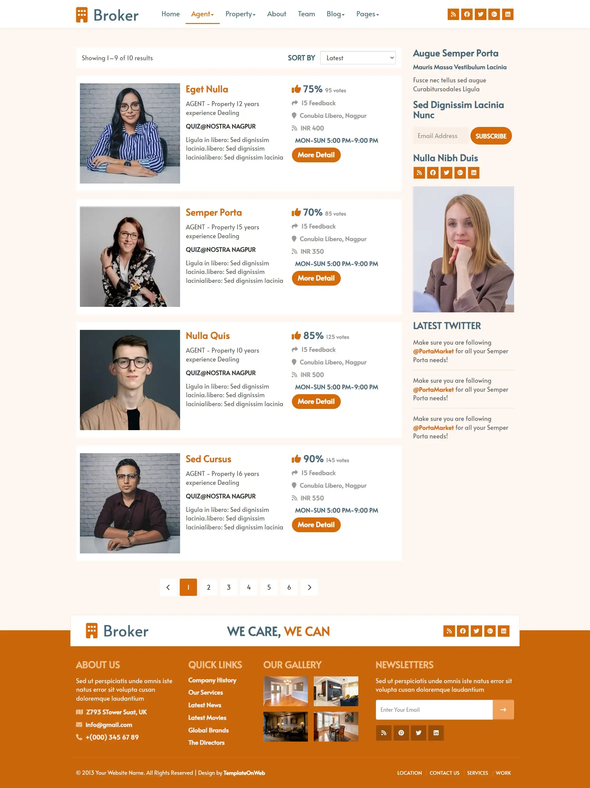 Real estate brokers listing page design