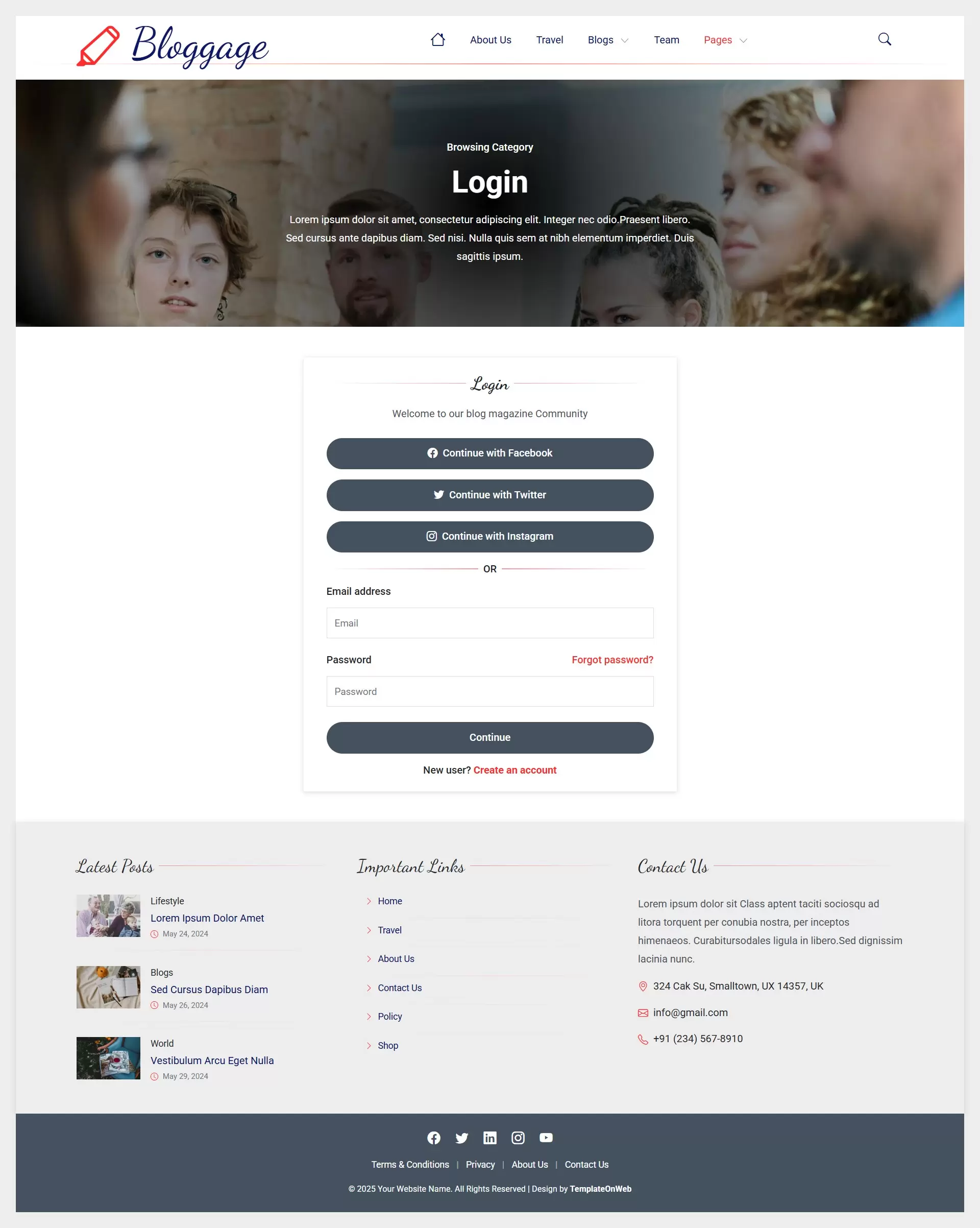 User login section to make comments for blogs