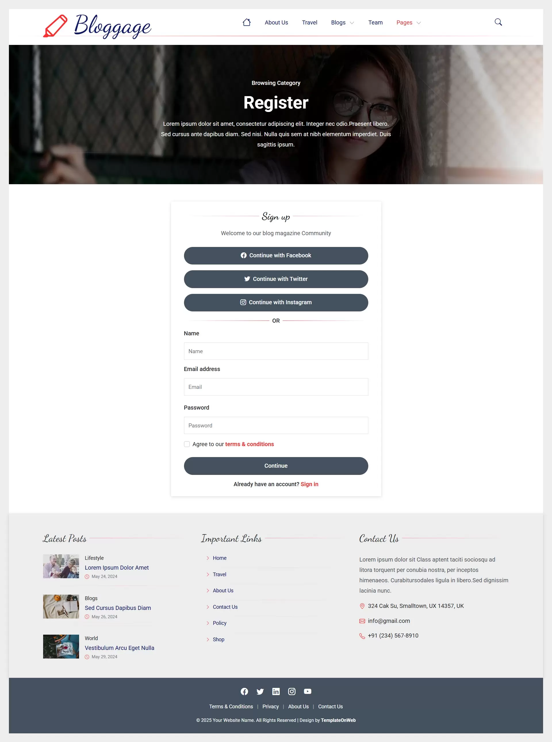 User Registration page screenshot