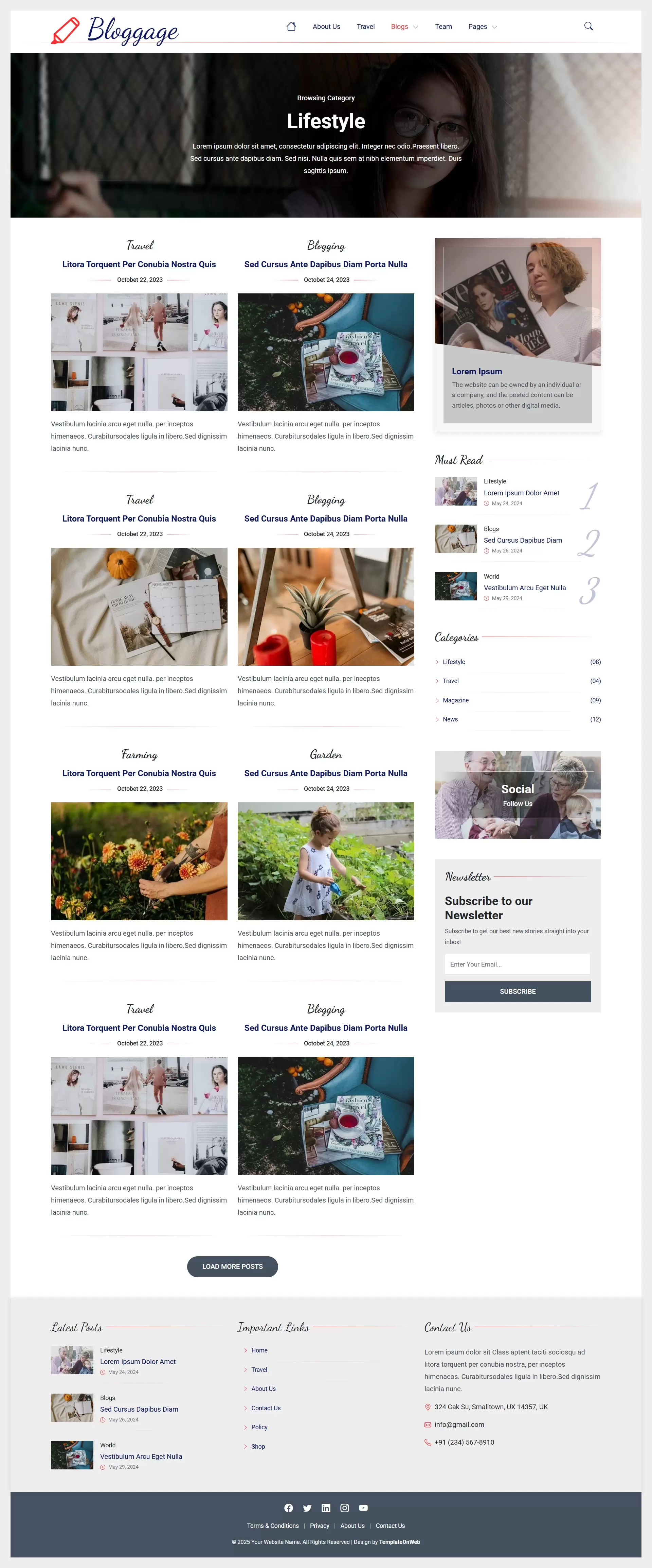 Bootstrap 5 blog template responsive posts list design
