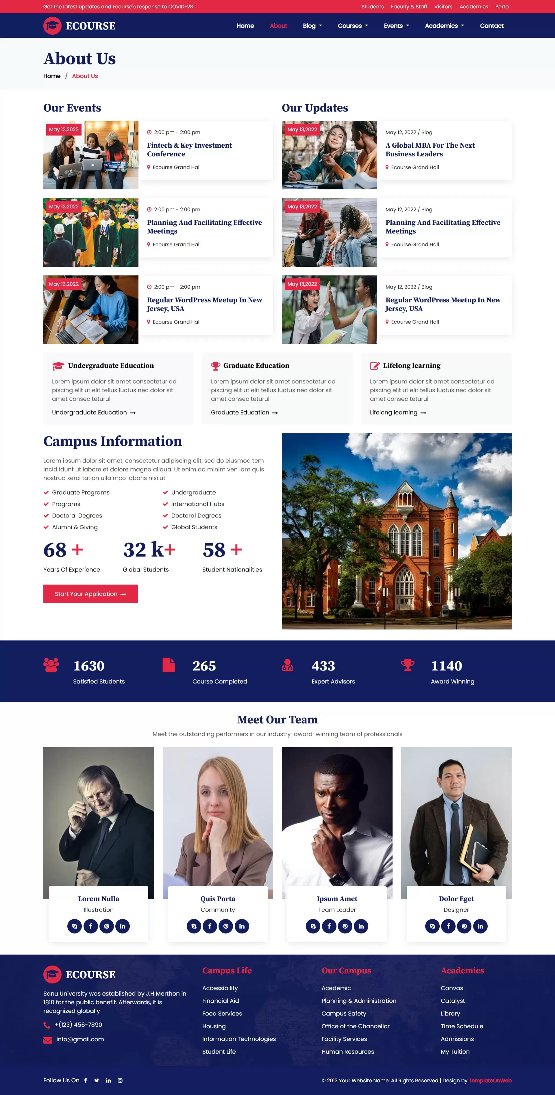About Us page to shares your mission, vision, and achievements