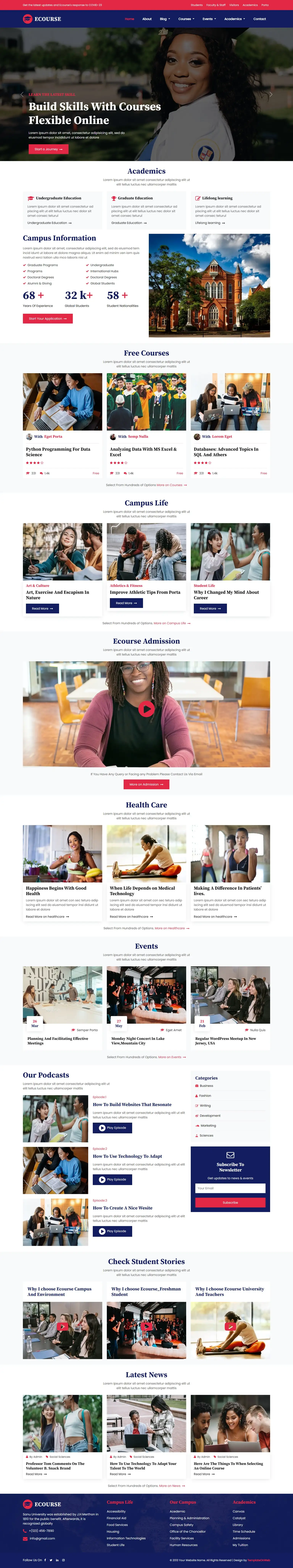 Online course website template page html