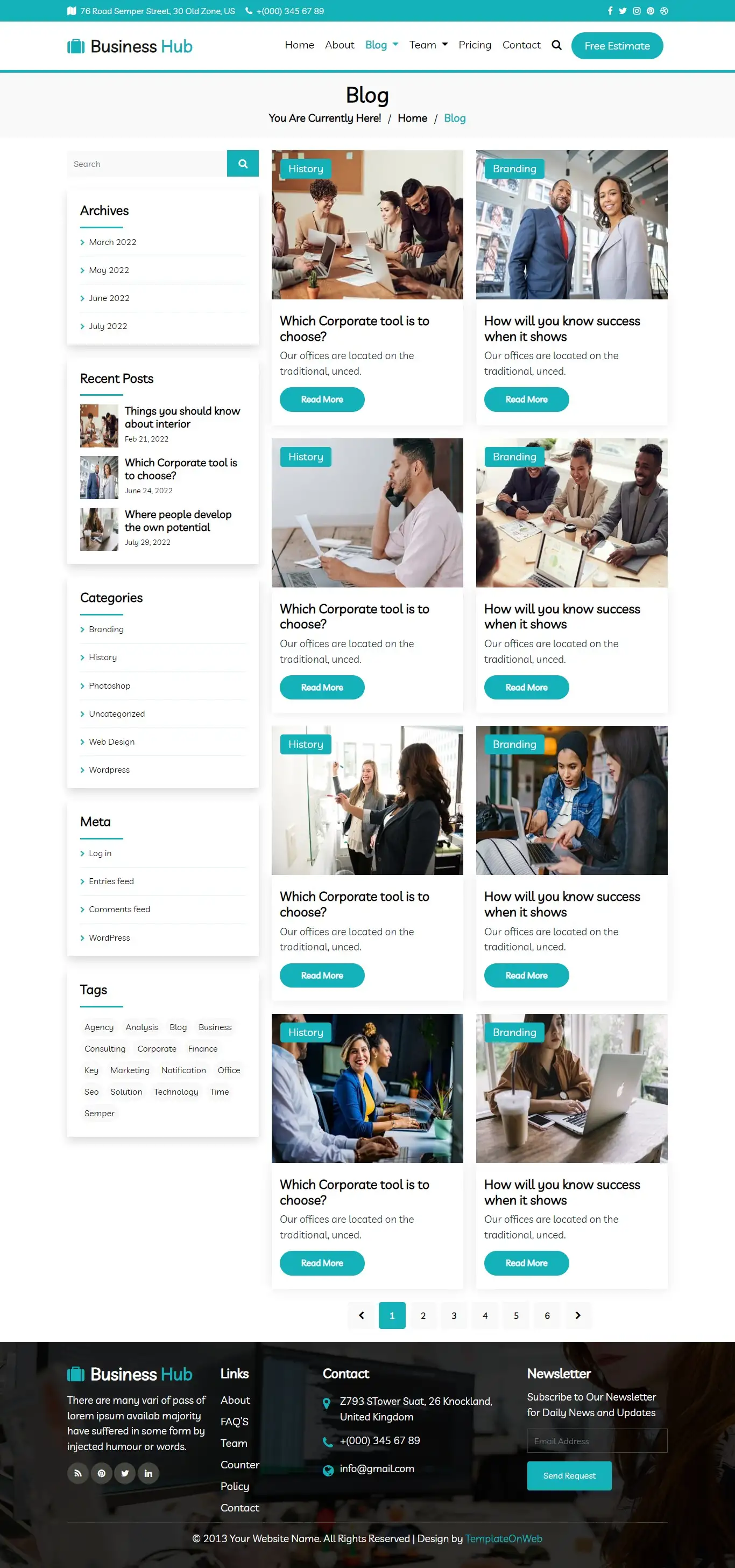 Business services blog responsive design