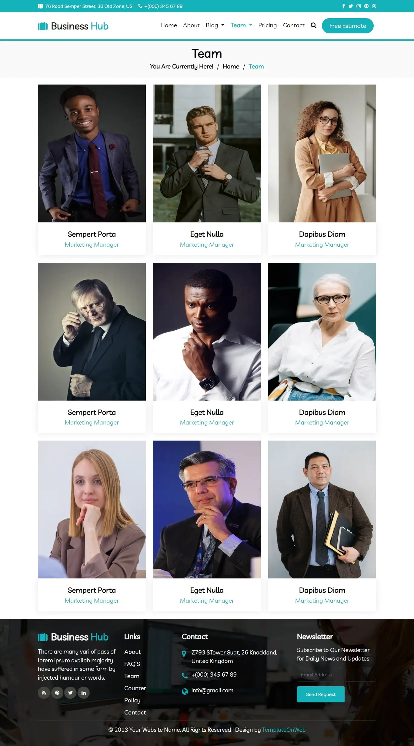 Bootstrap5 designed business team page
