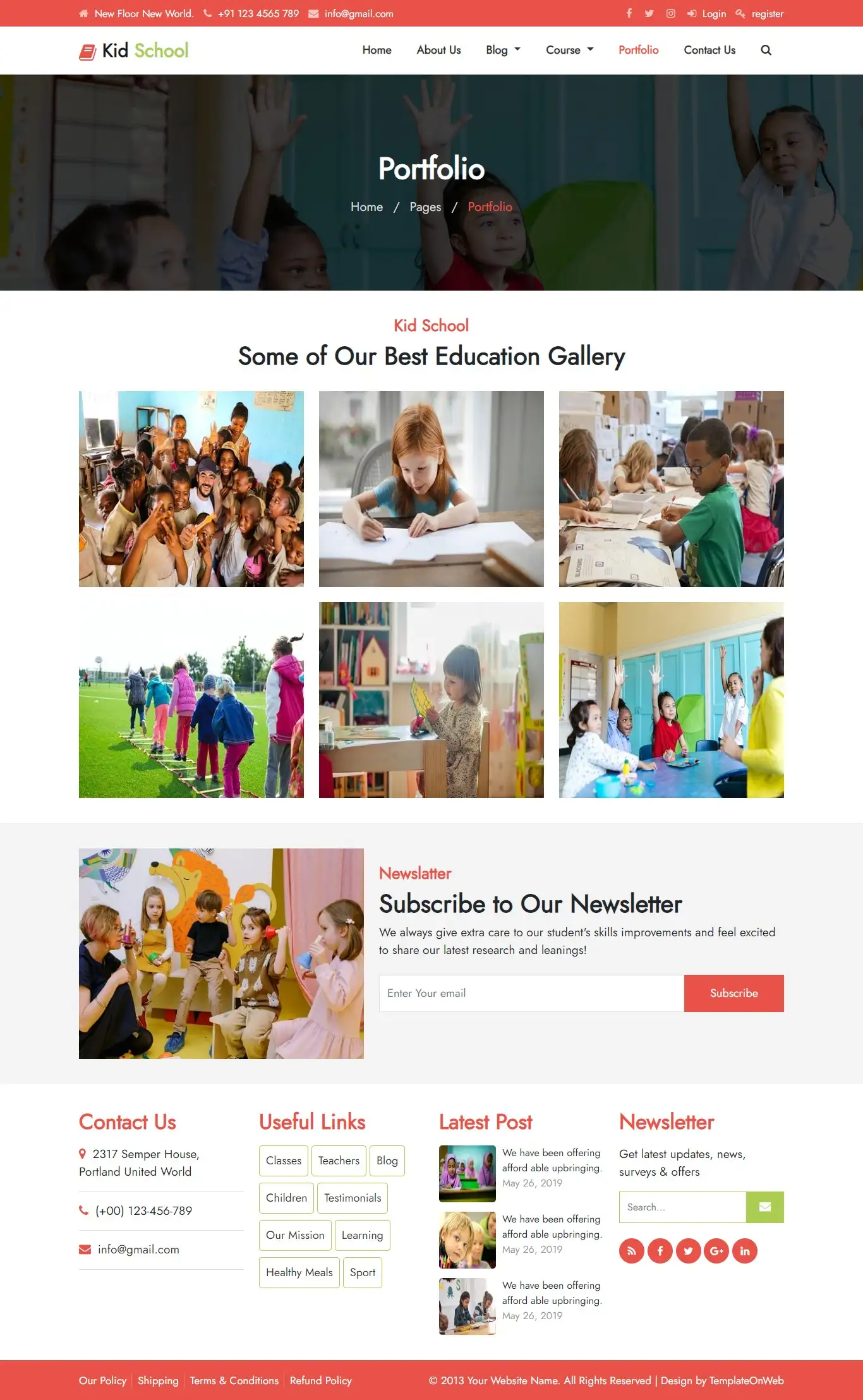 Kid school portfolio page html bootstrap5