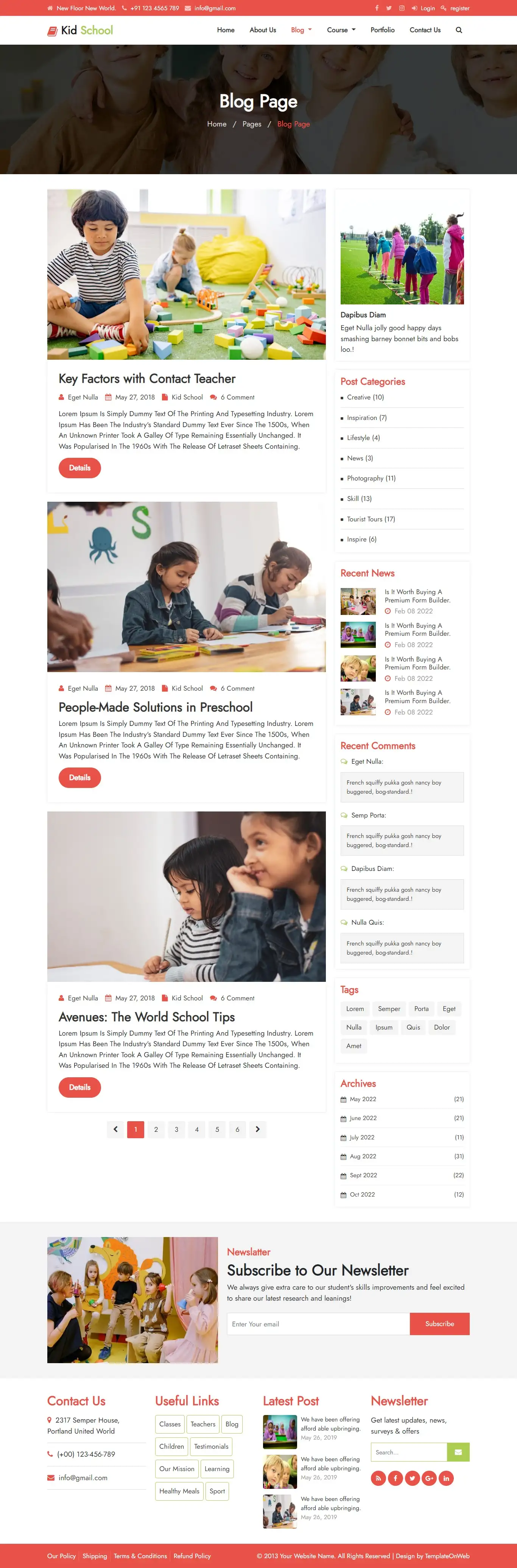 Primary school education blogs responsive page