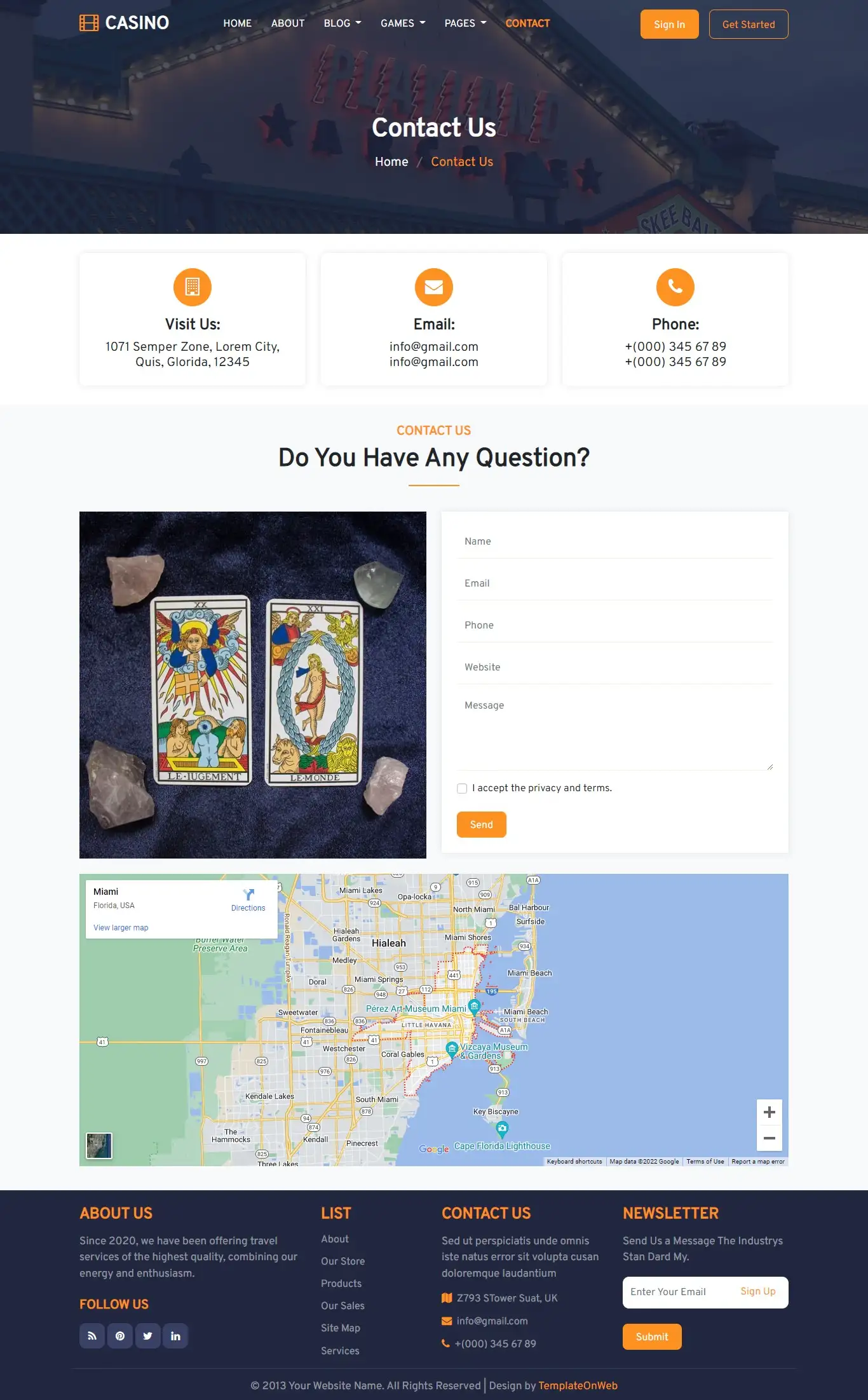 Casino games query form