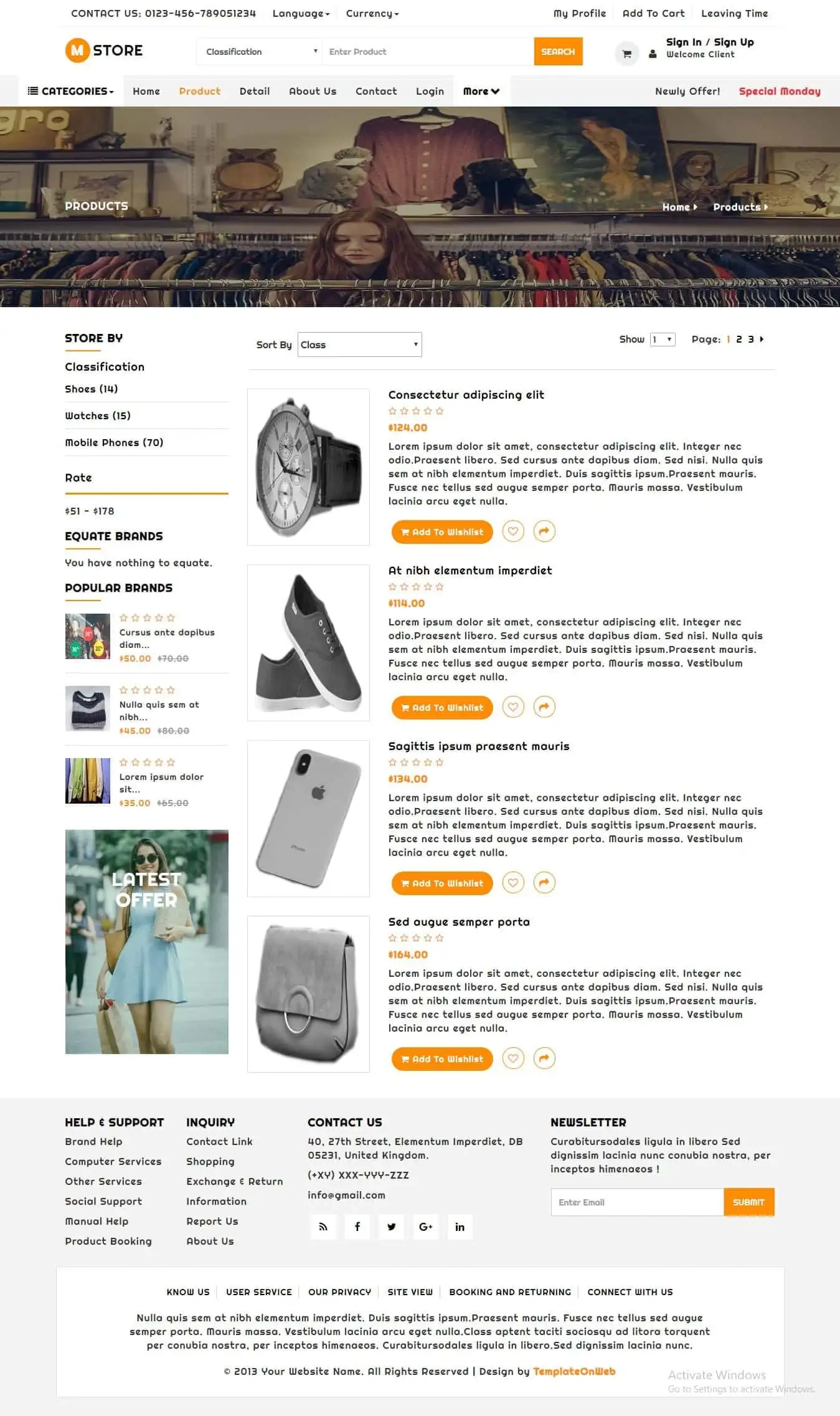Products listing responsive page