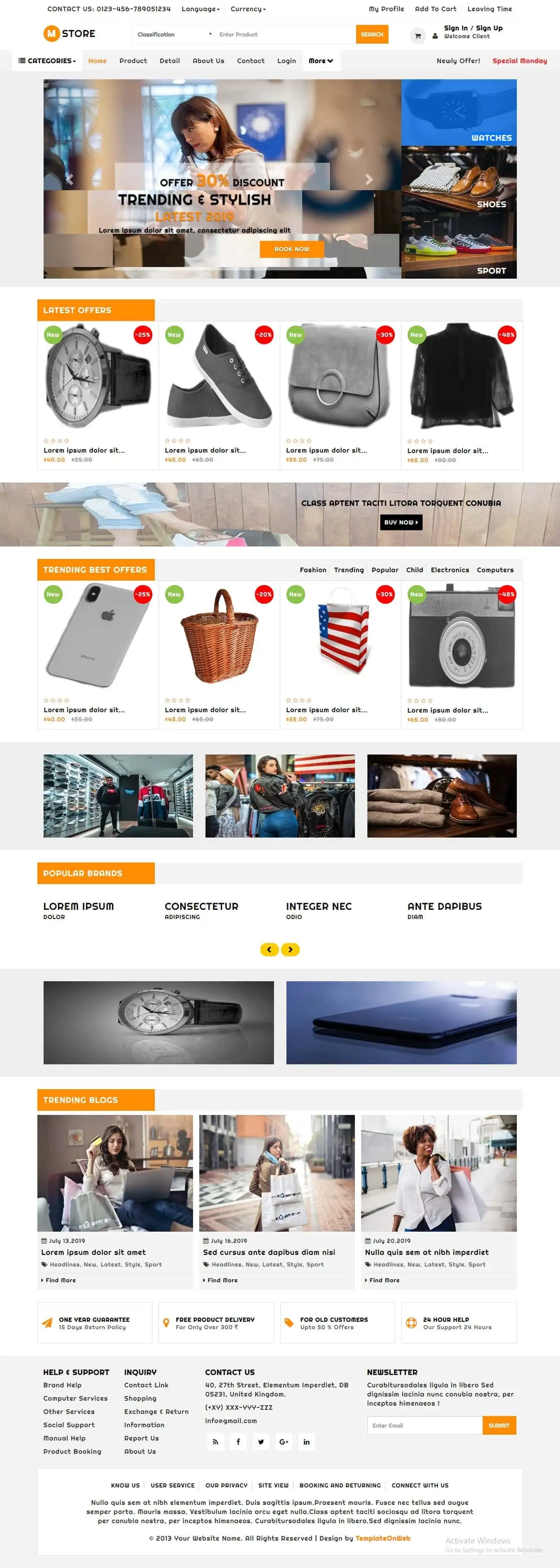 Shopping cart html template home page