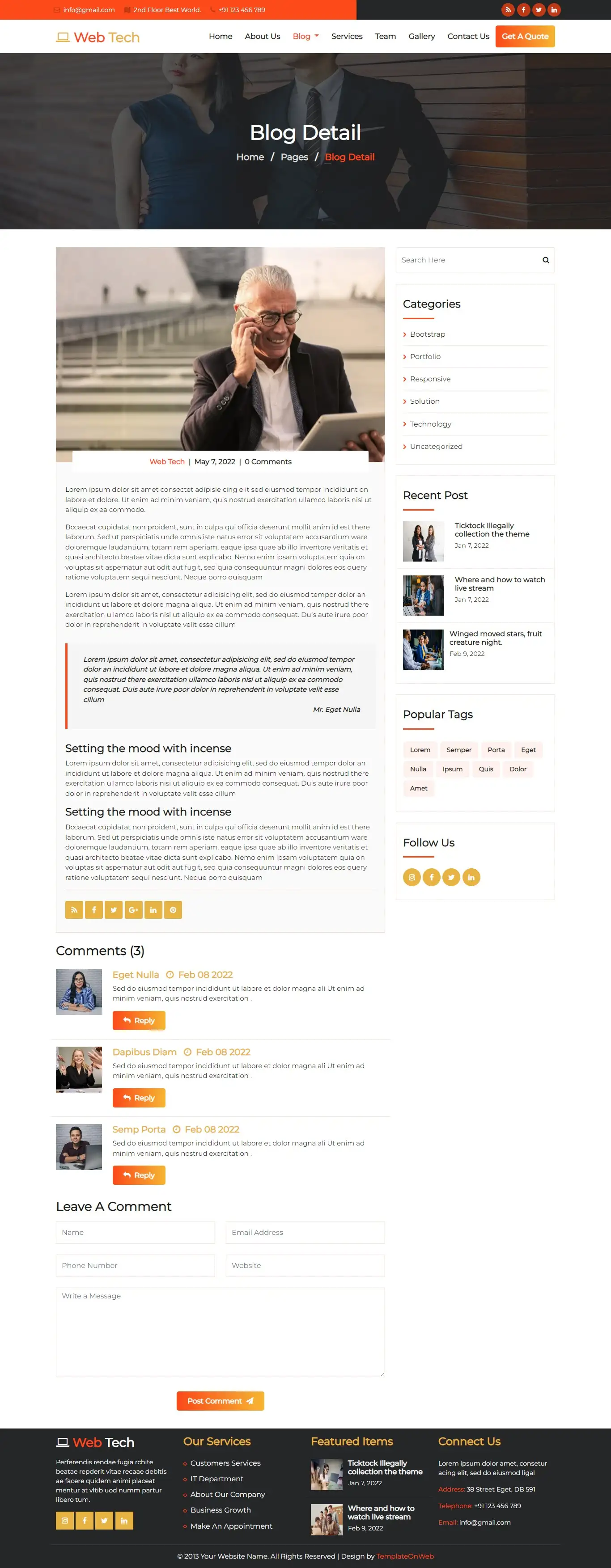 Web design blog details html bootstrap 5