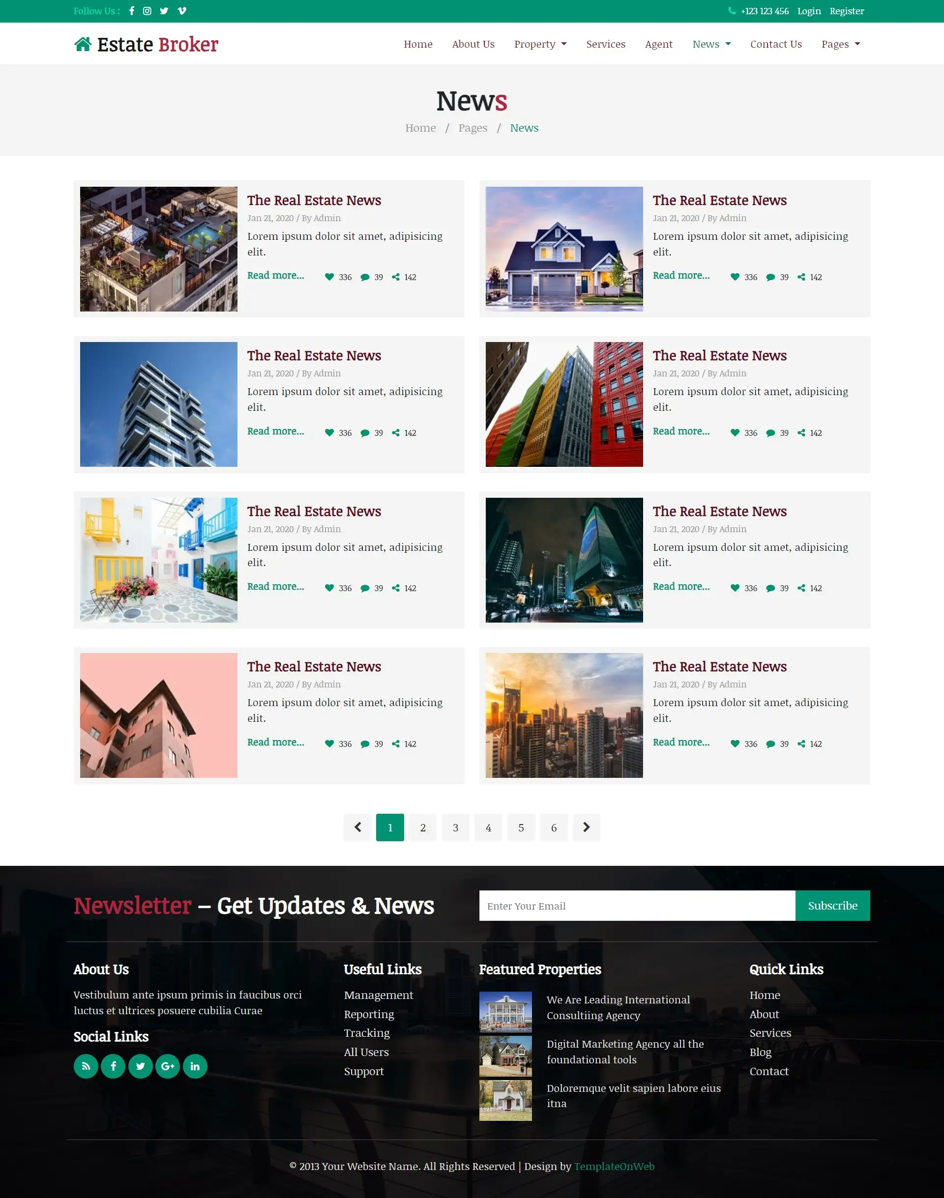 Brokers property news listing page html with css
