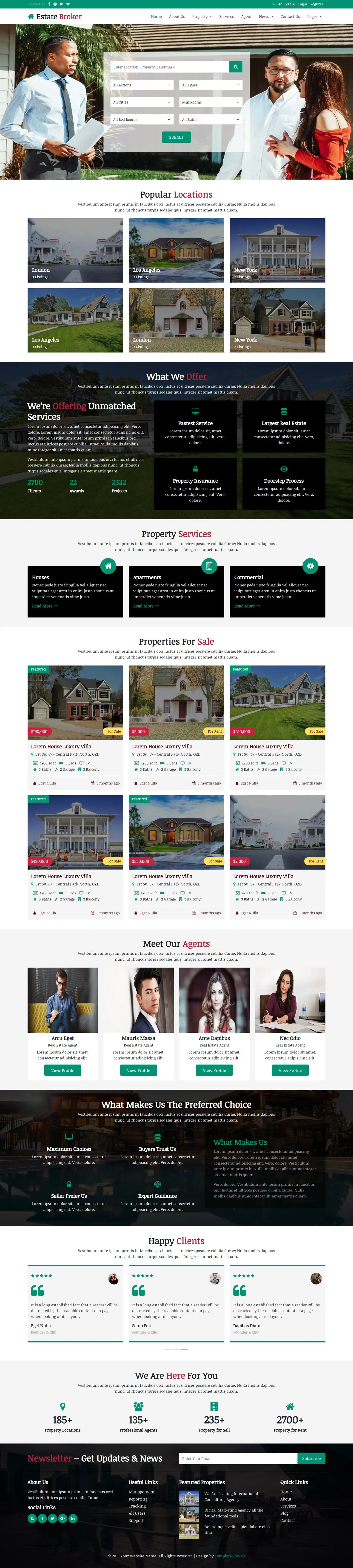 Realtor website template home page html