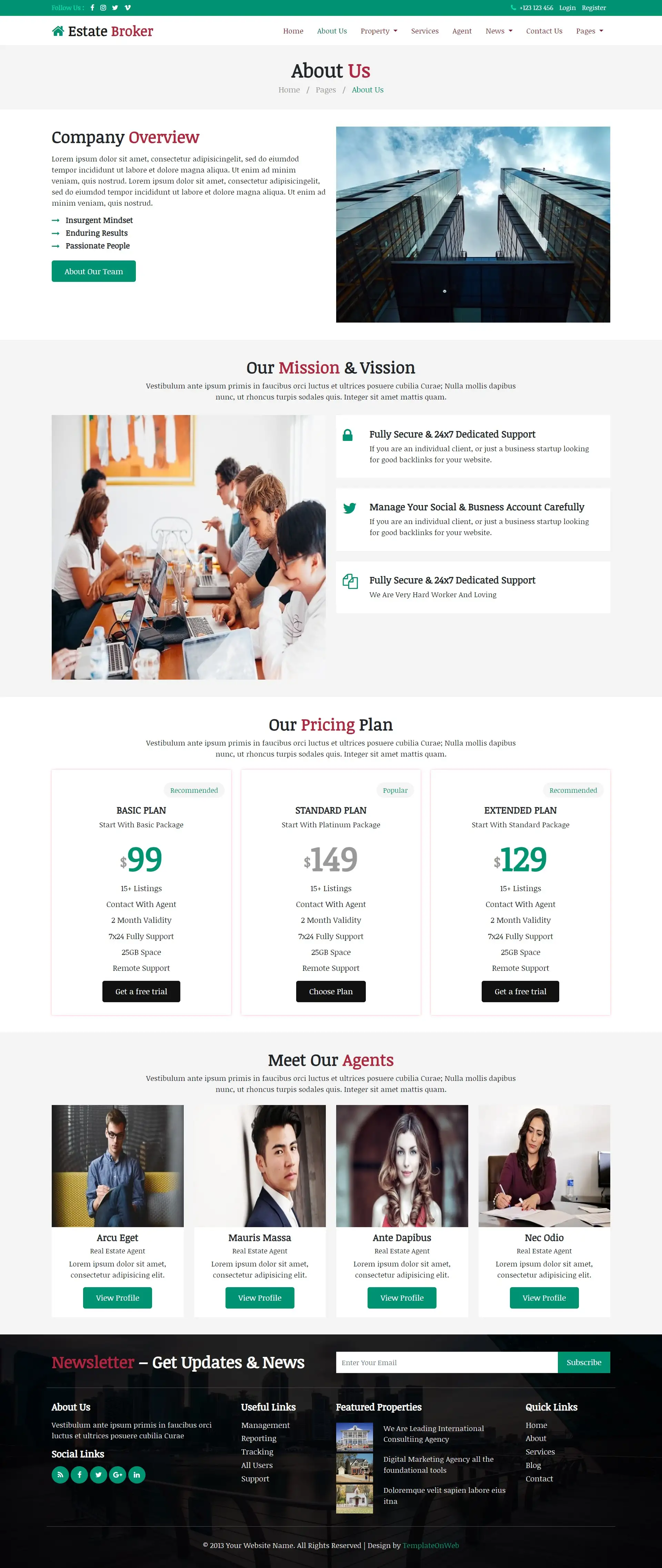 Real estate realtor agency profile page bootstrap 5