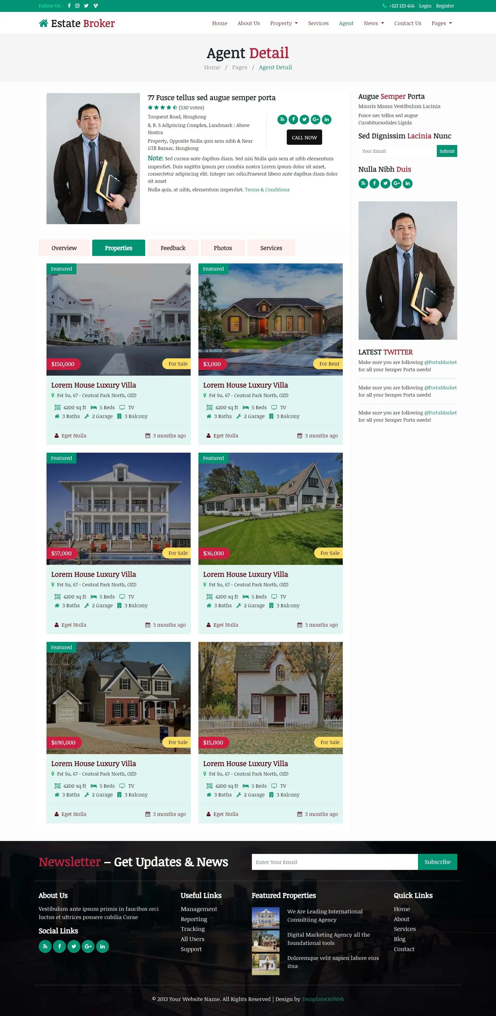 Realtor real estate business team member details page web design