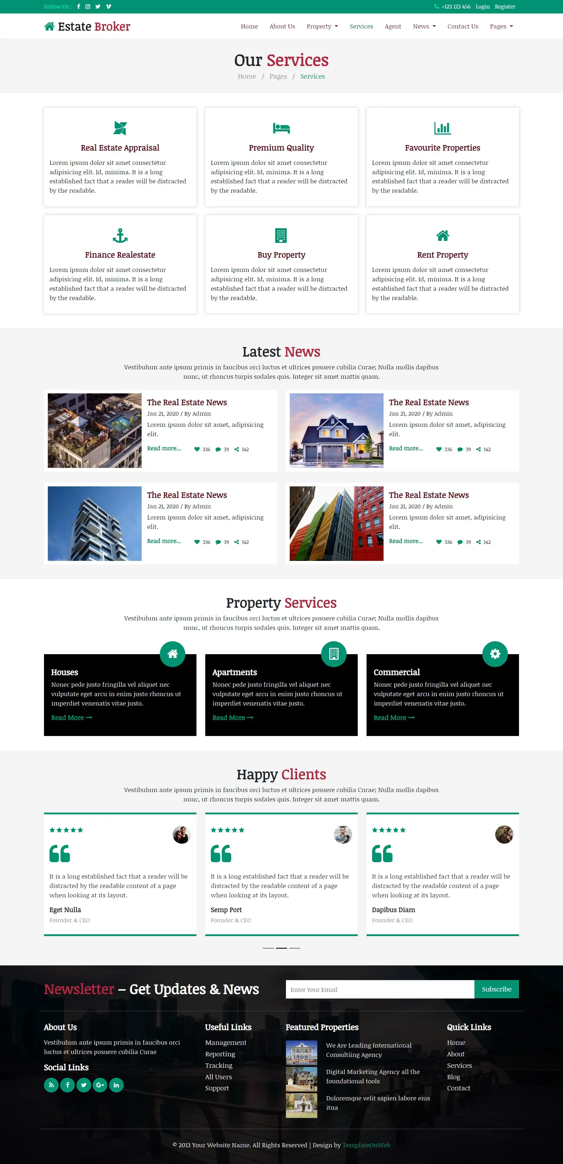 Estate realtor services responsive page