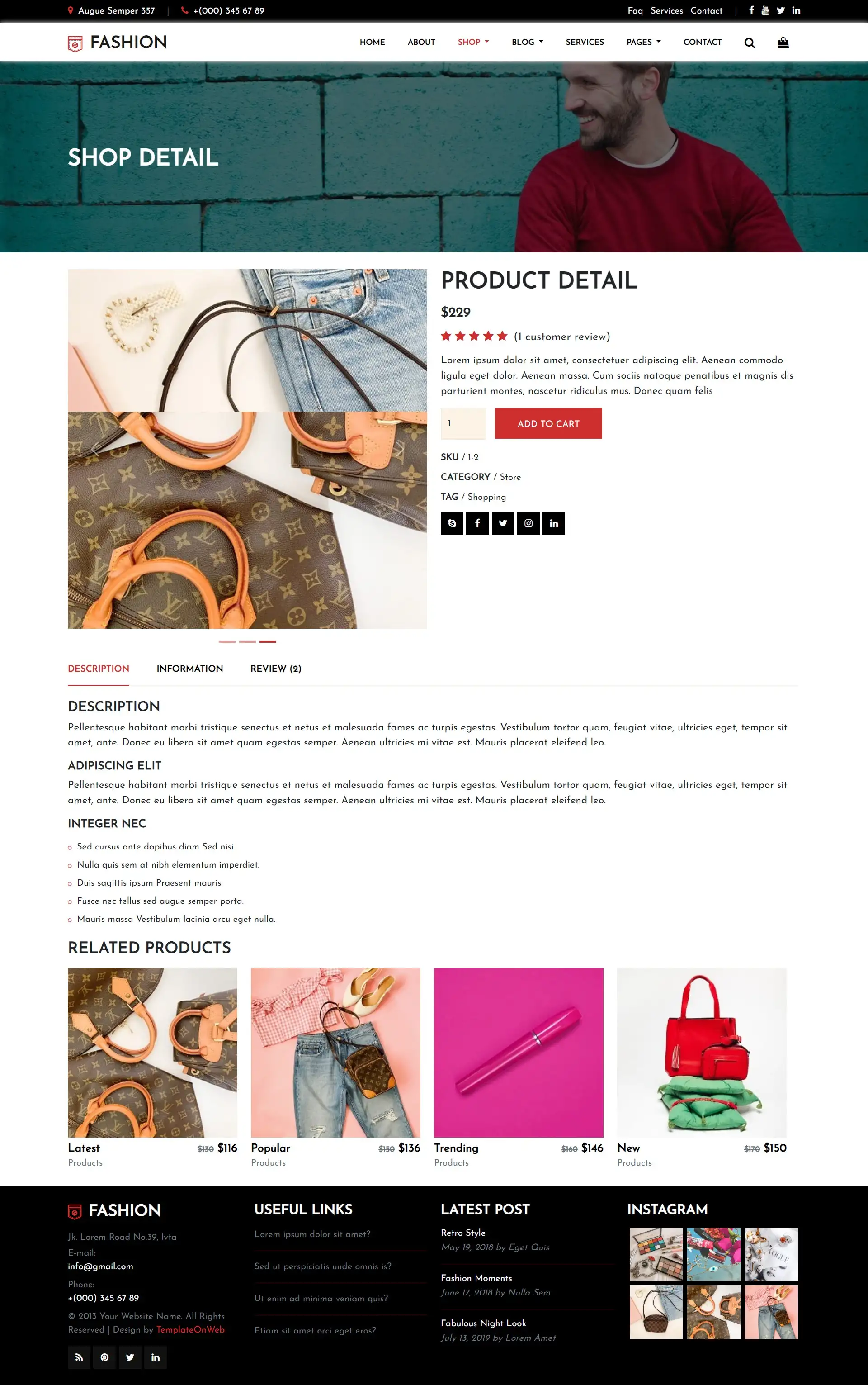 Clothing accessories online shop