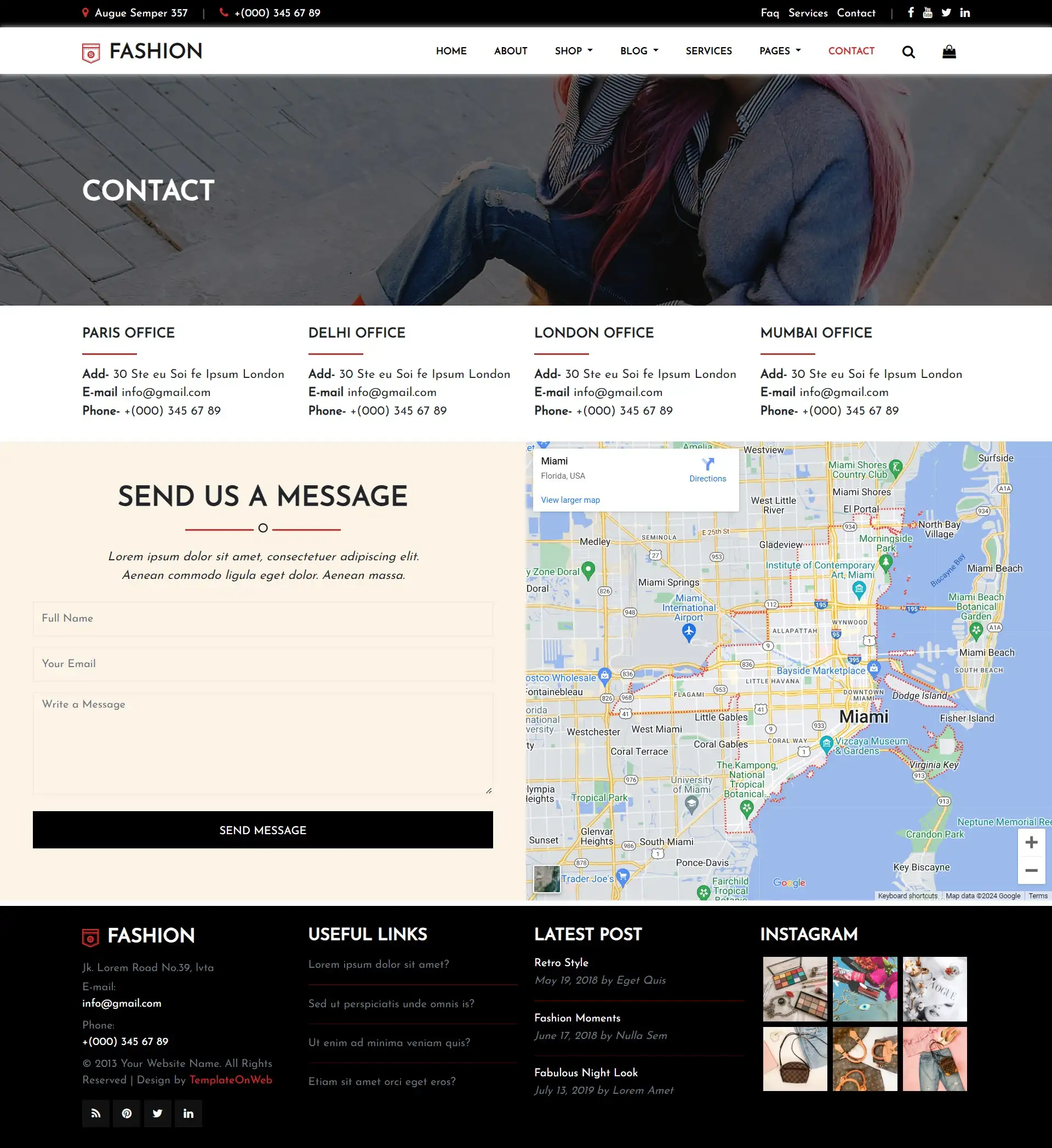 Fashion company contactus page bootstrap