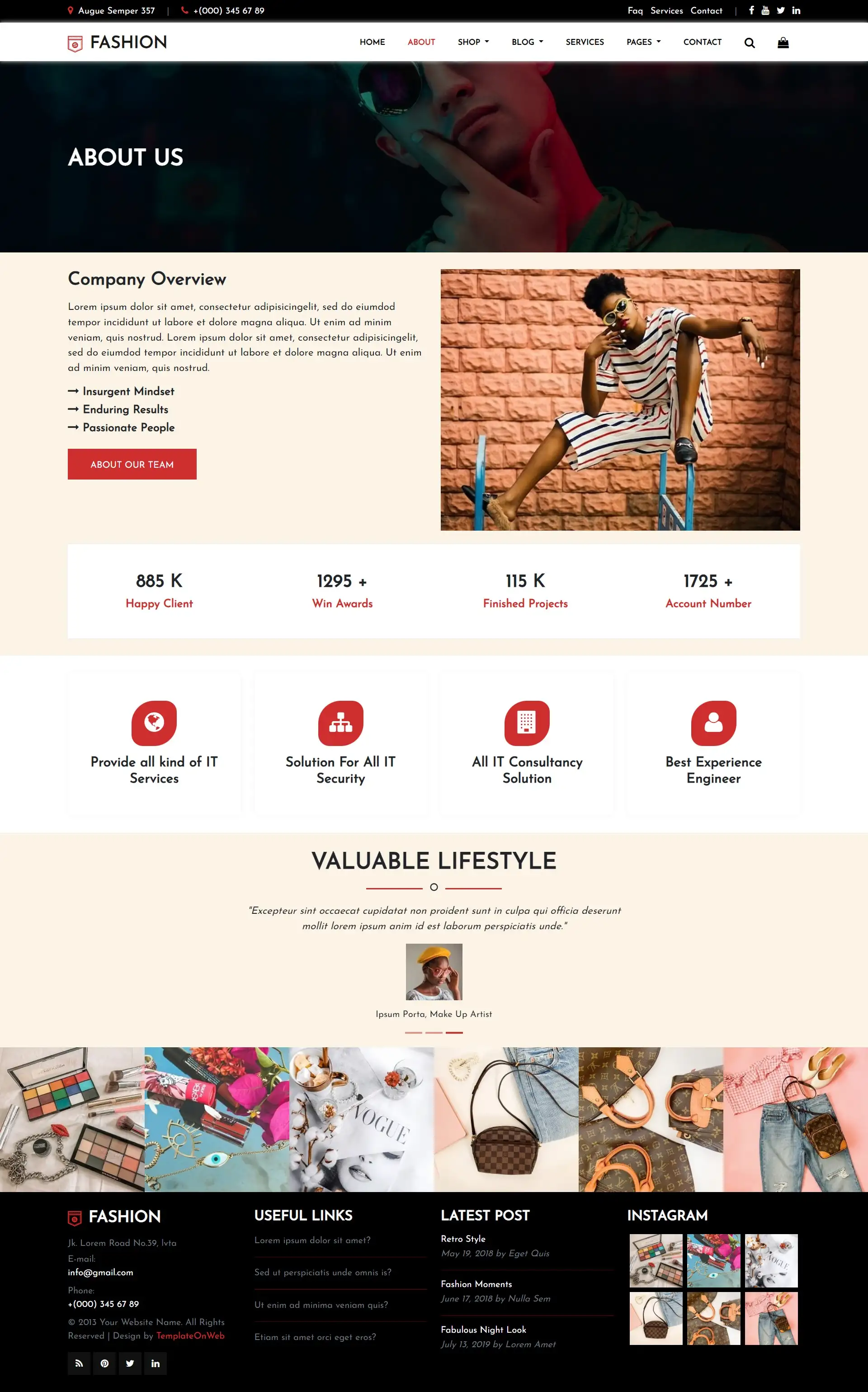 Fashion design template about us page