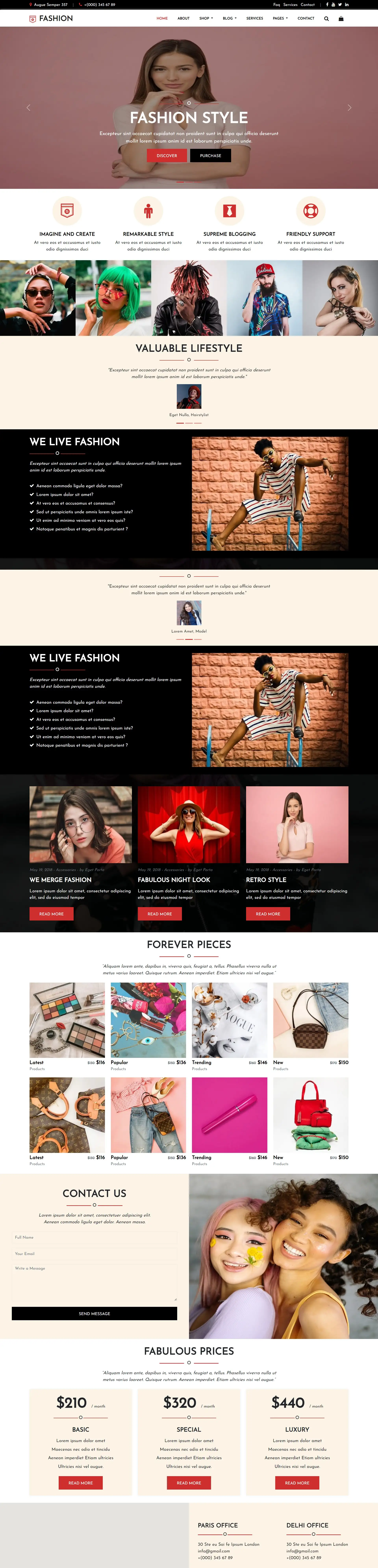 Fashion designing website template home