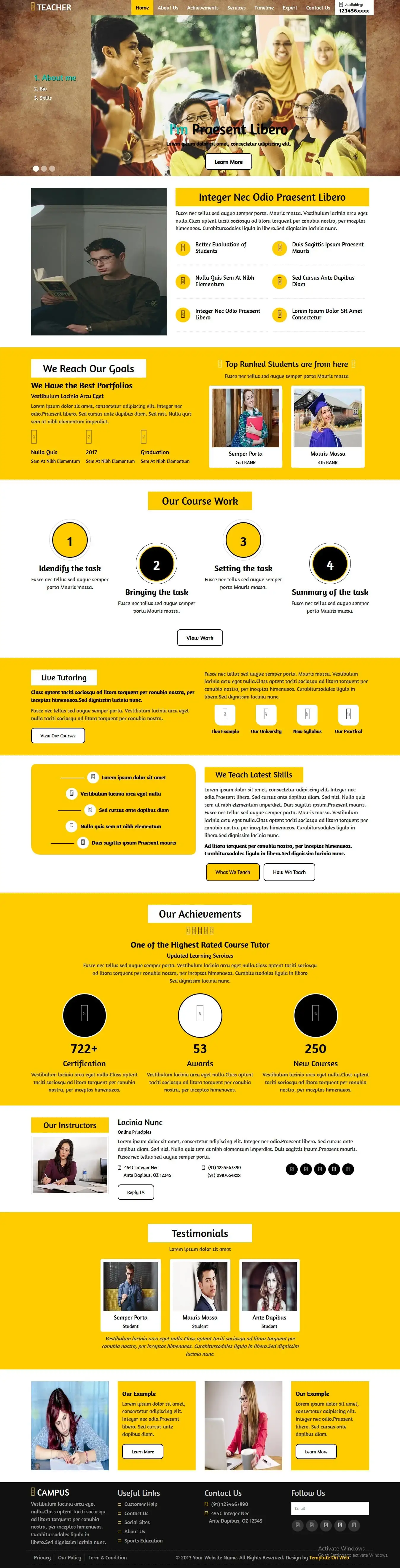 Teacher website template home page