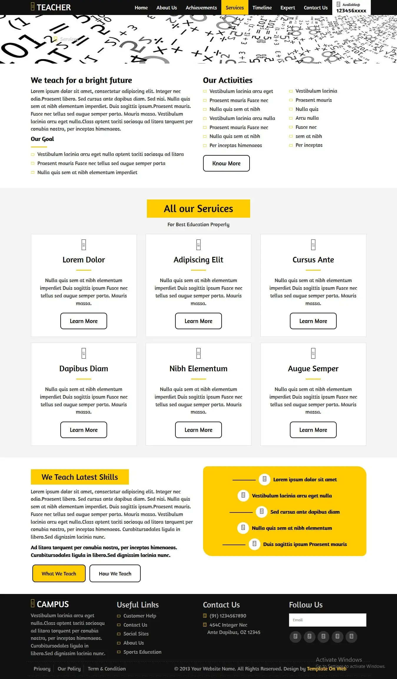 English teacher website template bootstrap services