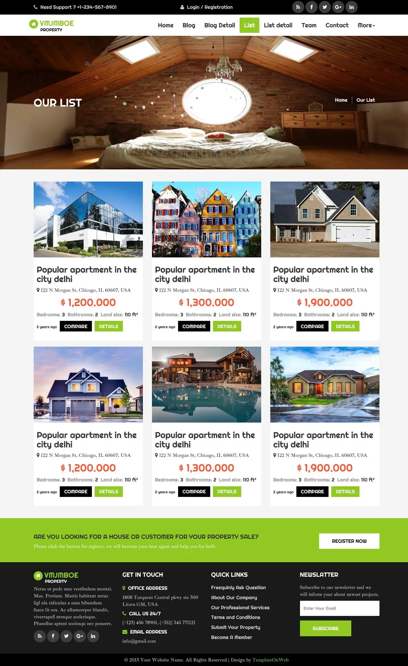 Responsive real estate property listing page