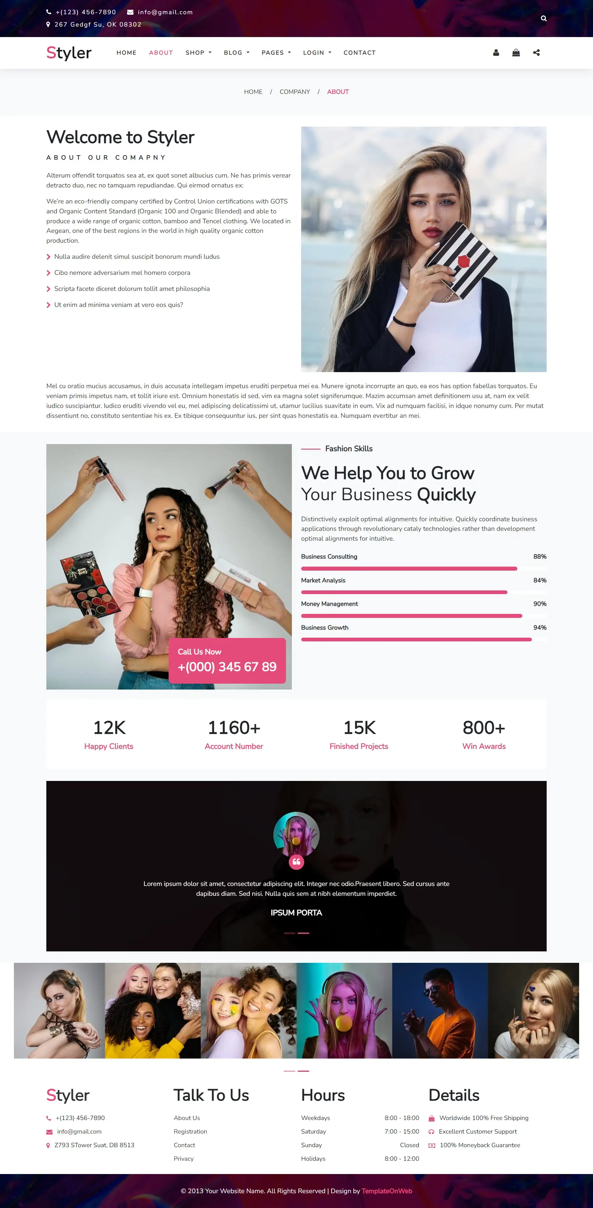 Fashion brand about us page html