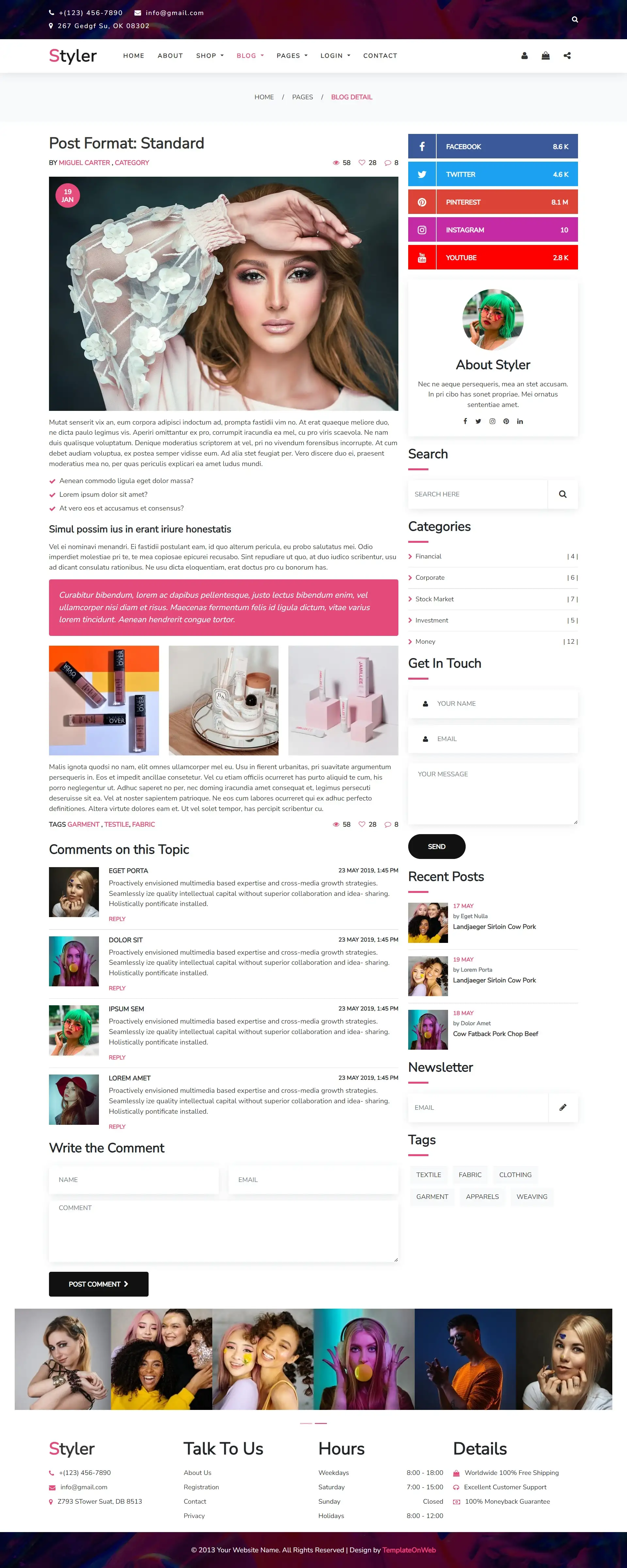 Cloth style blog details page html design