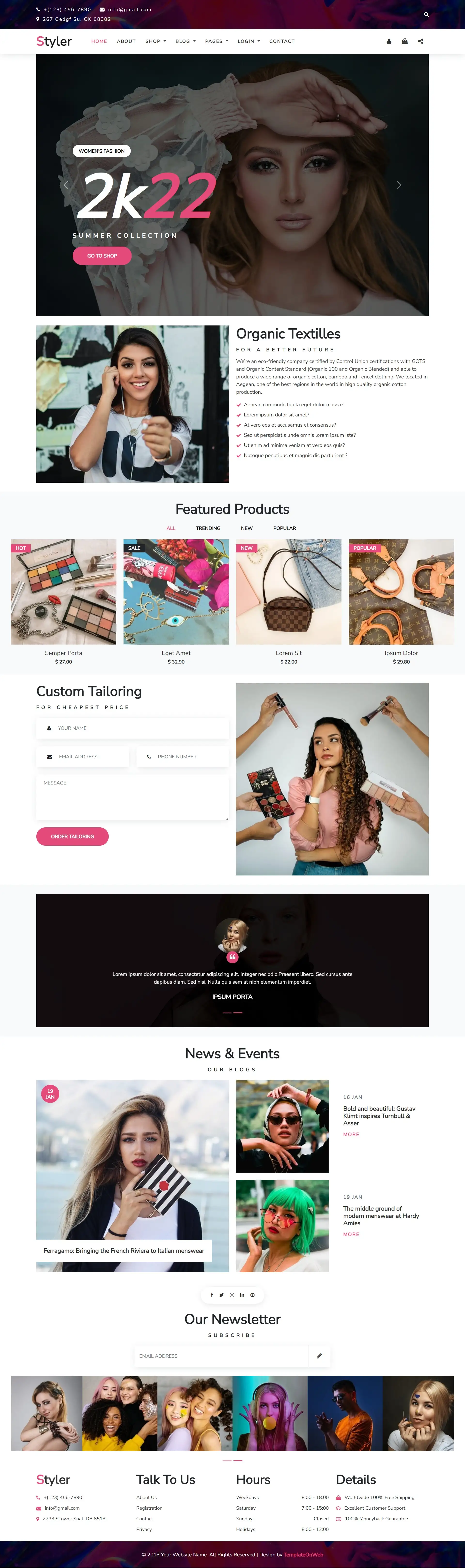 Clothing brand website template home