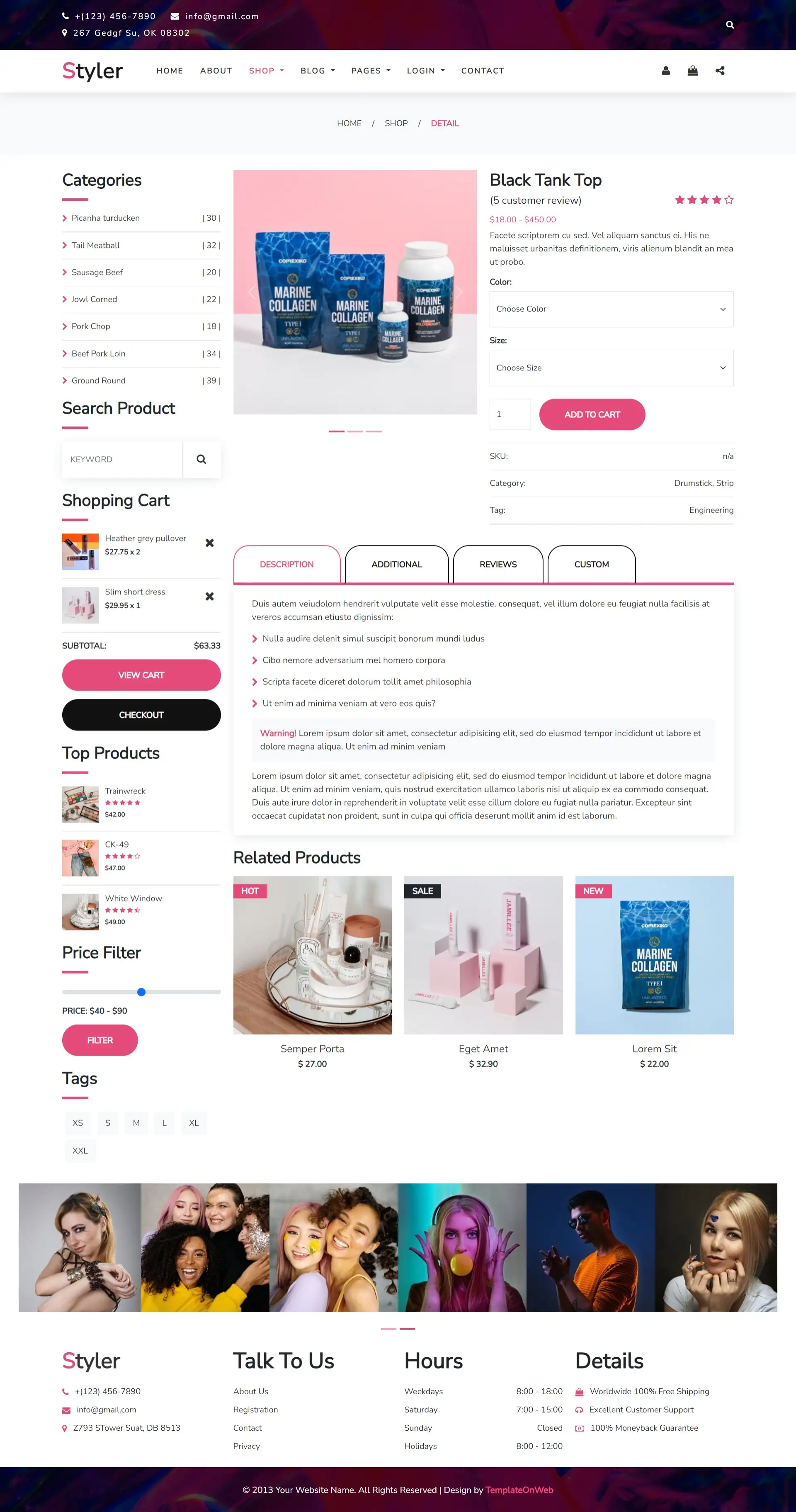 Fashion product shop details