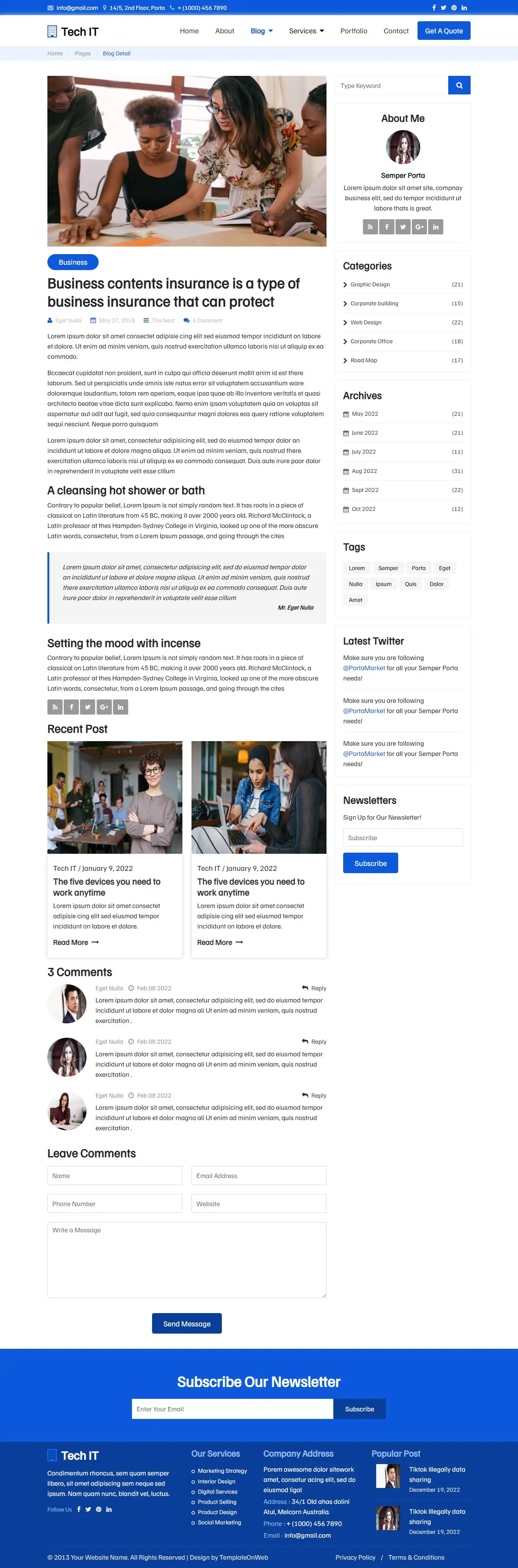 Software development company blog detail html design