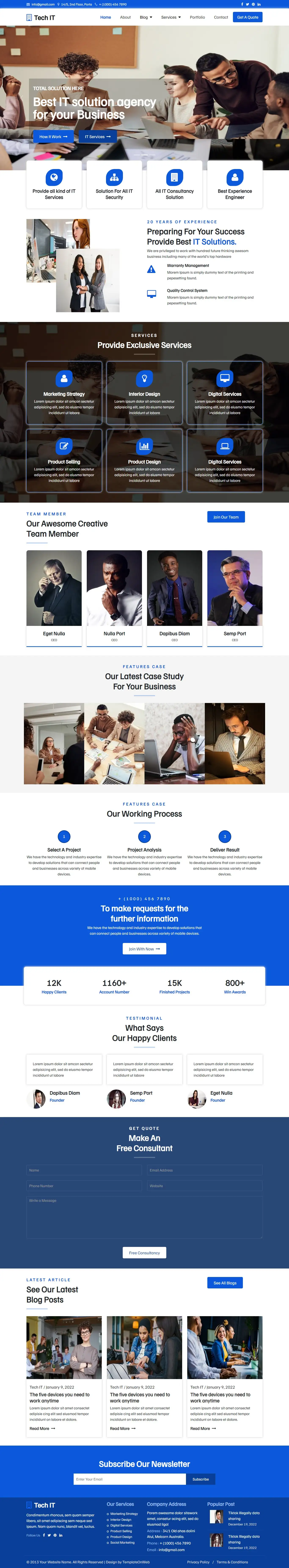 Software company template home page
