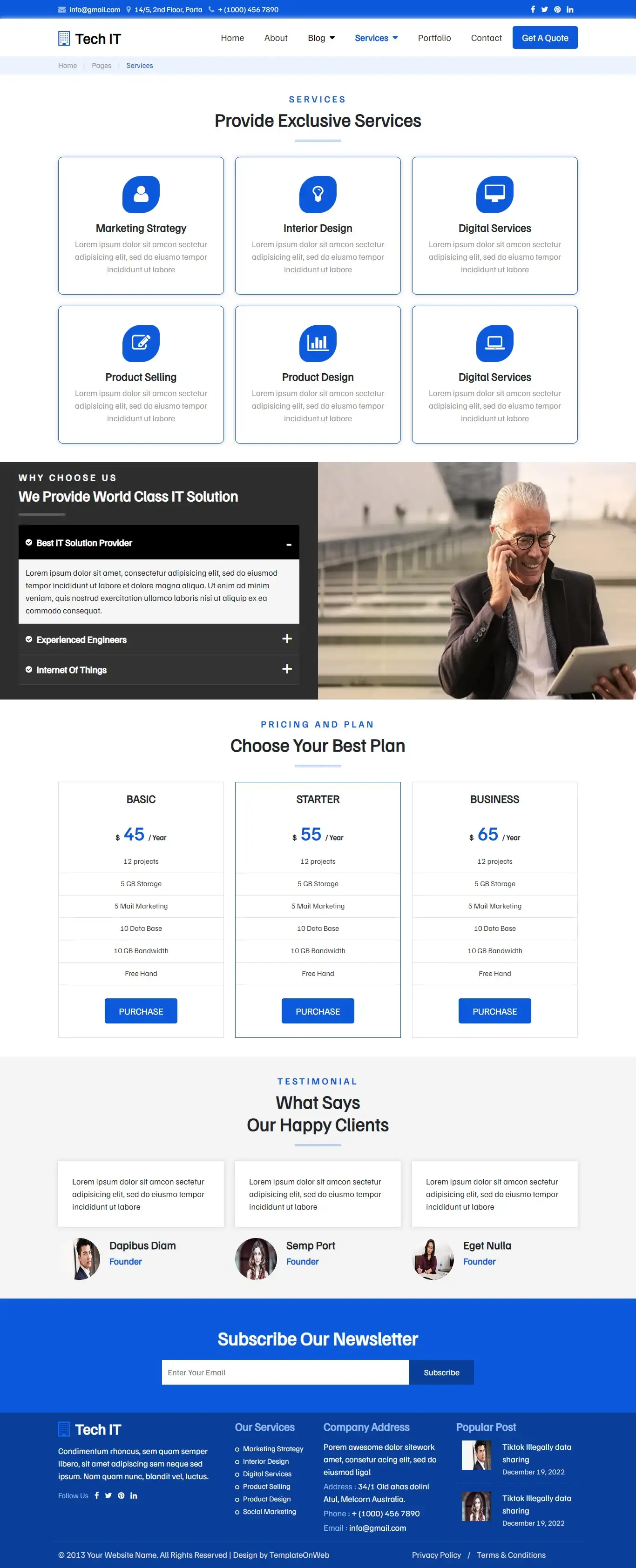 Responsive small company template services html