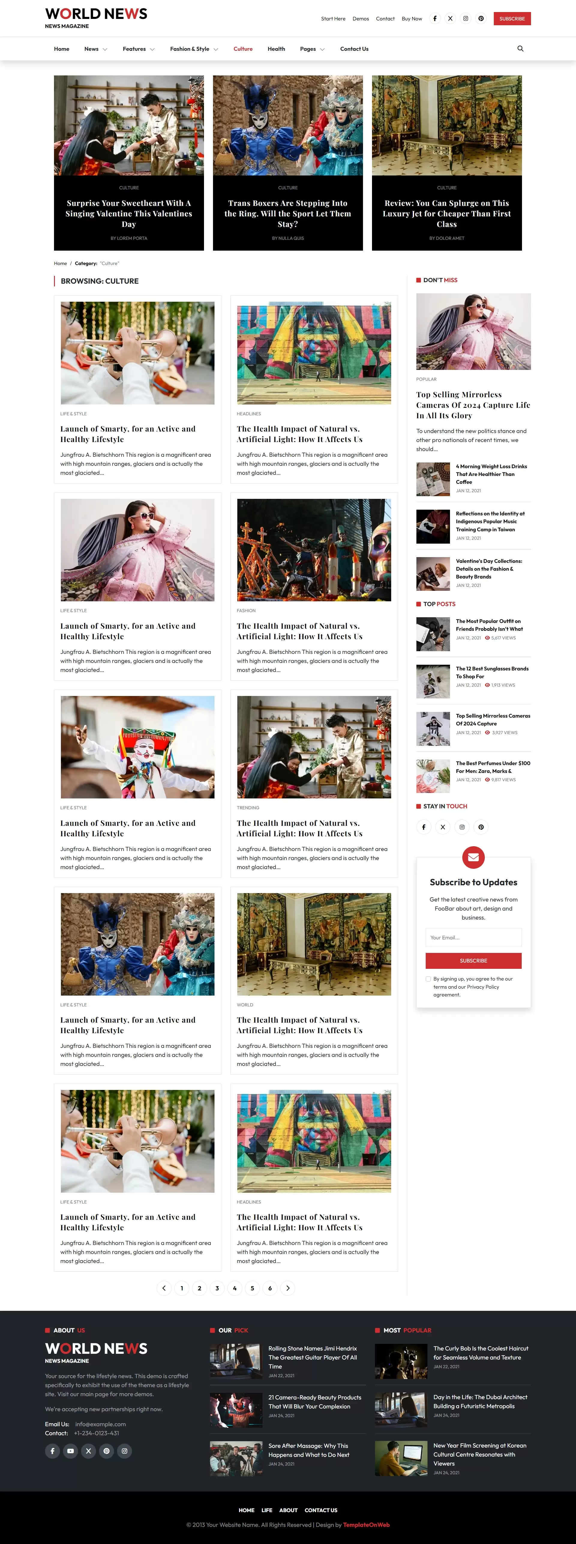 Highlighting news about art, music, literature, history, and societal trends