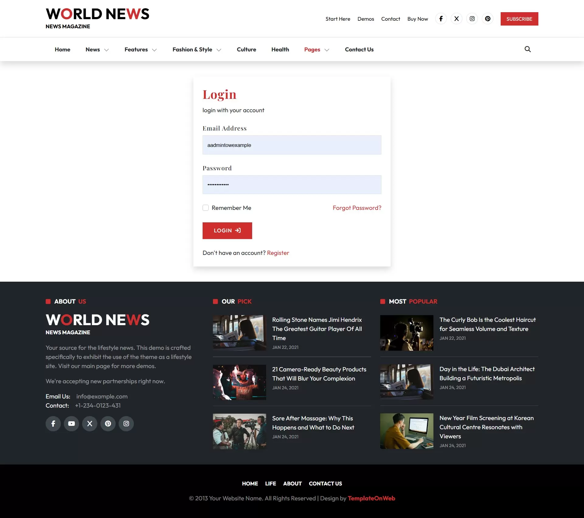 User login html form to make comment on news