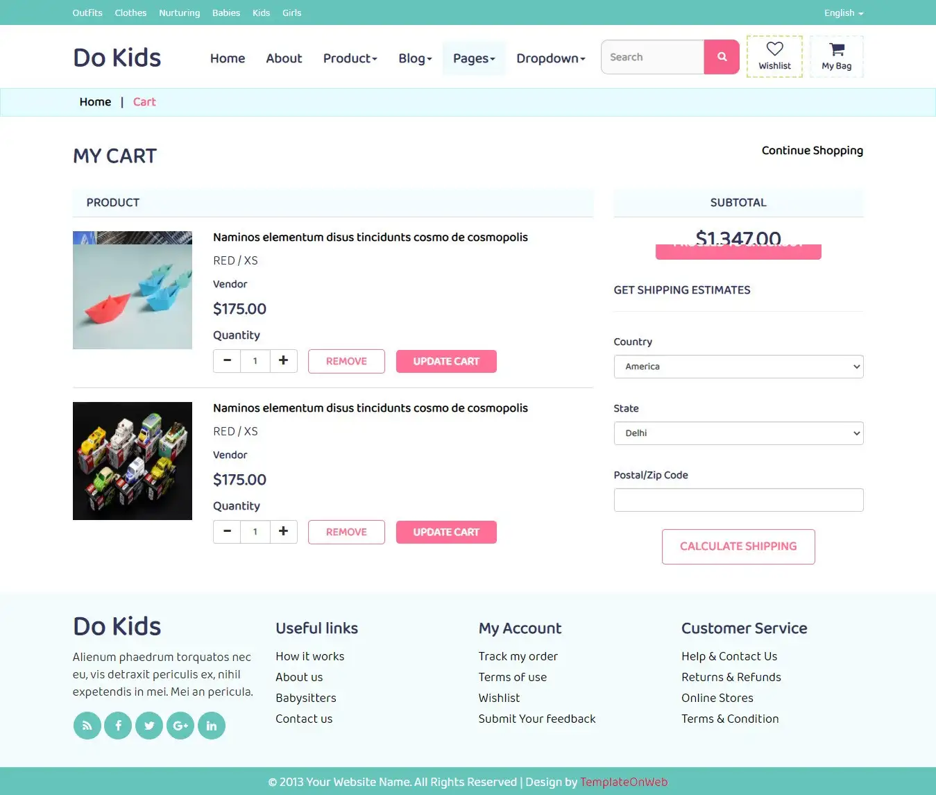 Shopping cart page html design