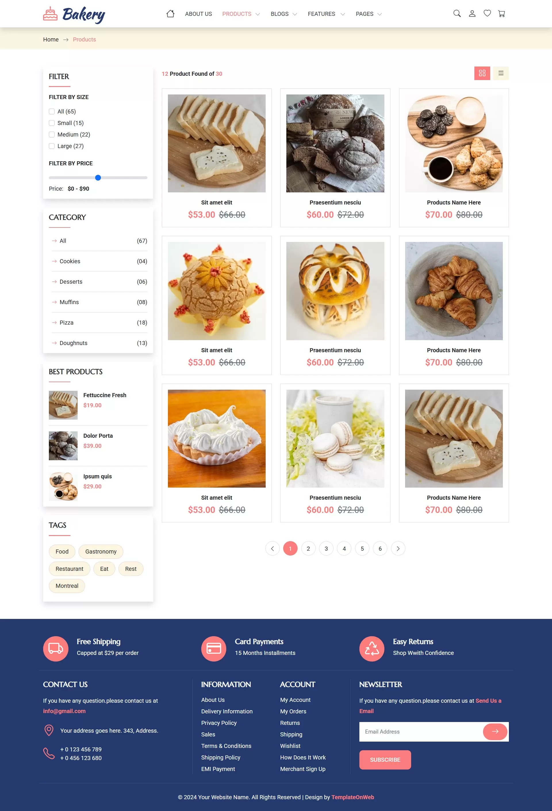 Online Bakery Store with Cakes, Cookies, and Freshly Baked Goods