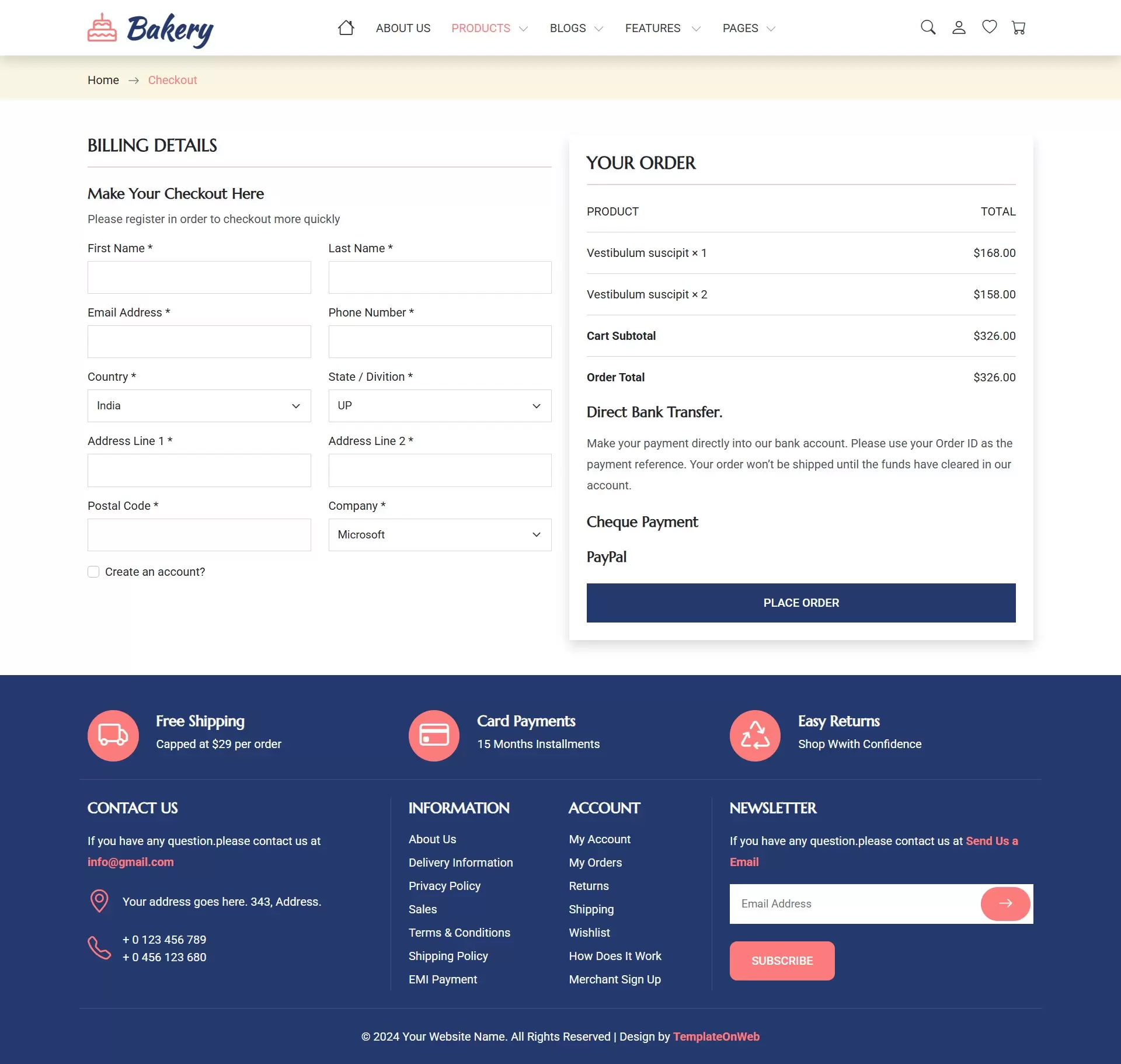 Proceed to Secure Checkout for Your Bakery Order