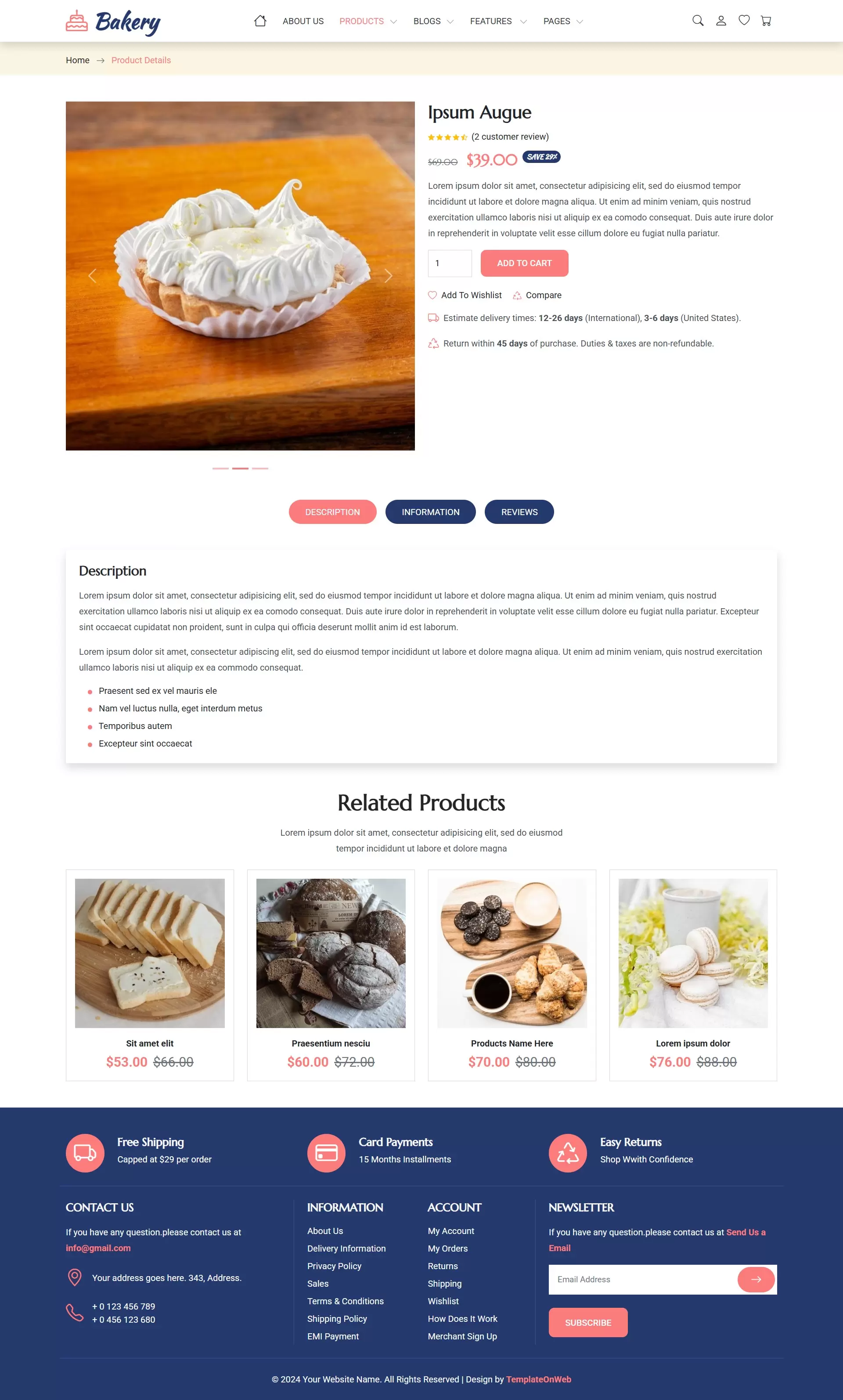 Order Custom Cakes and Pastries Online - Bakery Website Template