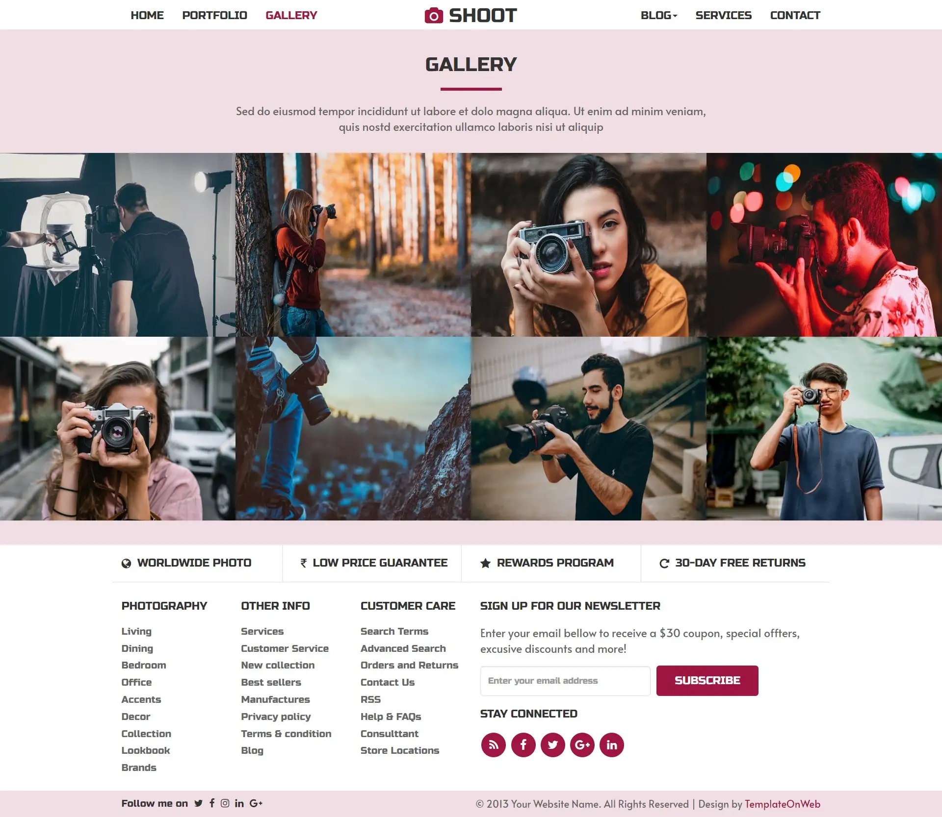 Photographer photo gallery in bootstrap