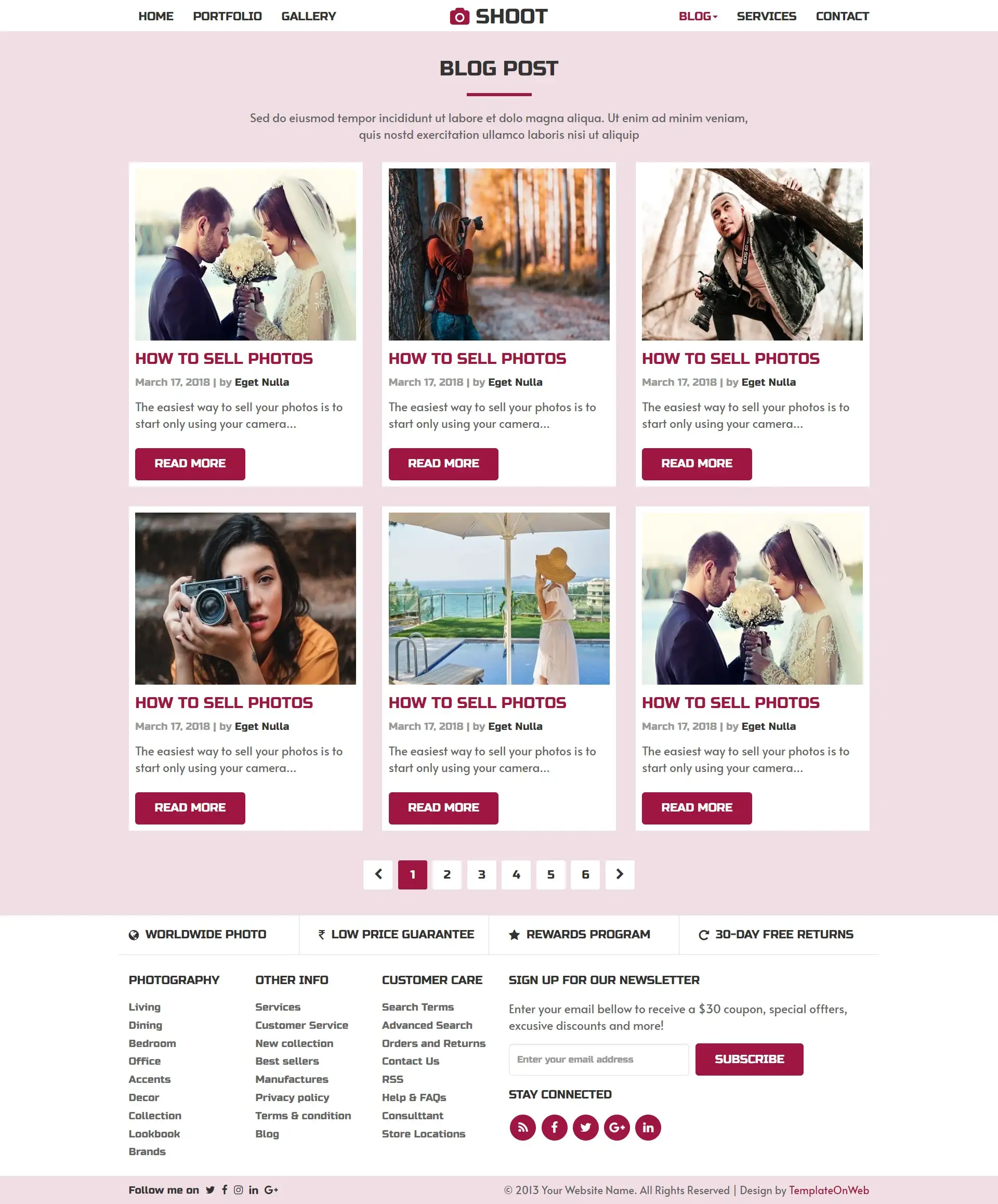 Photographers blogs page bootstrap