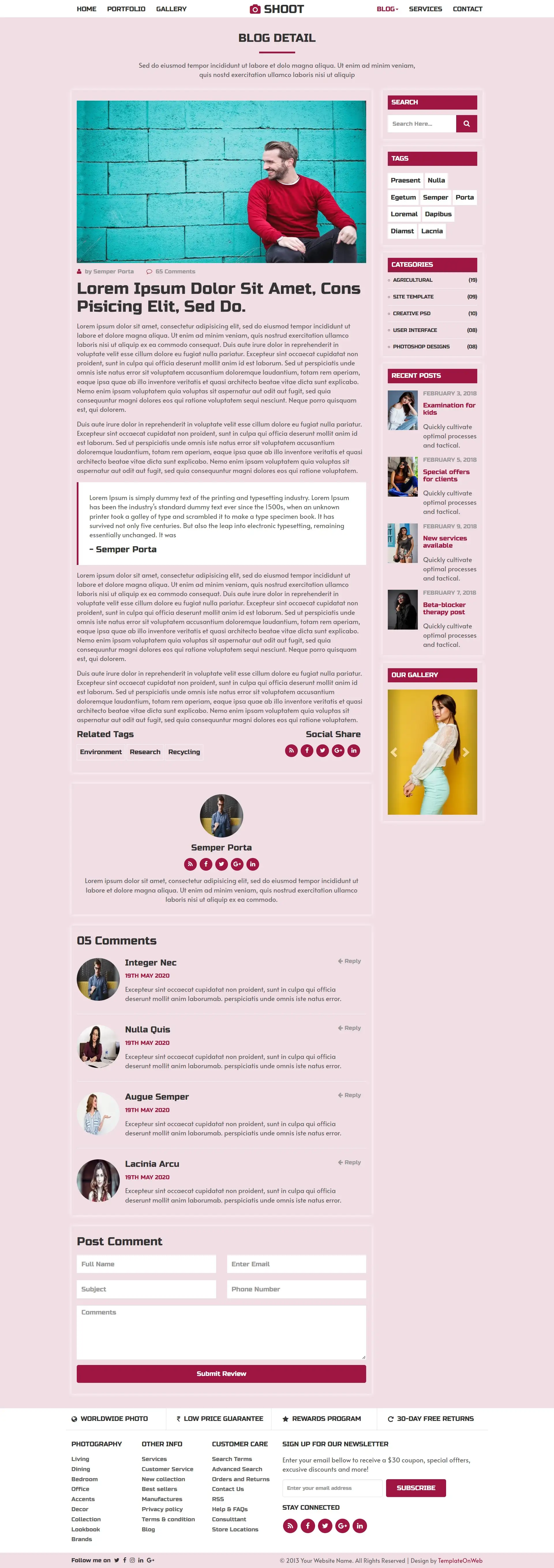 Photoshoot tips details page web design